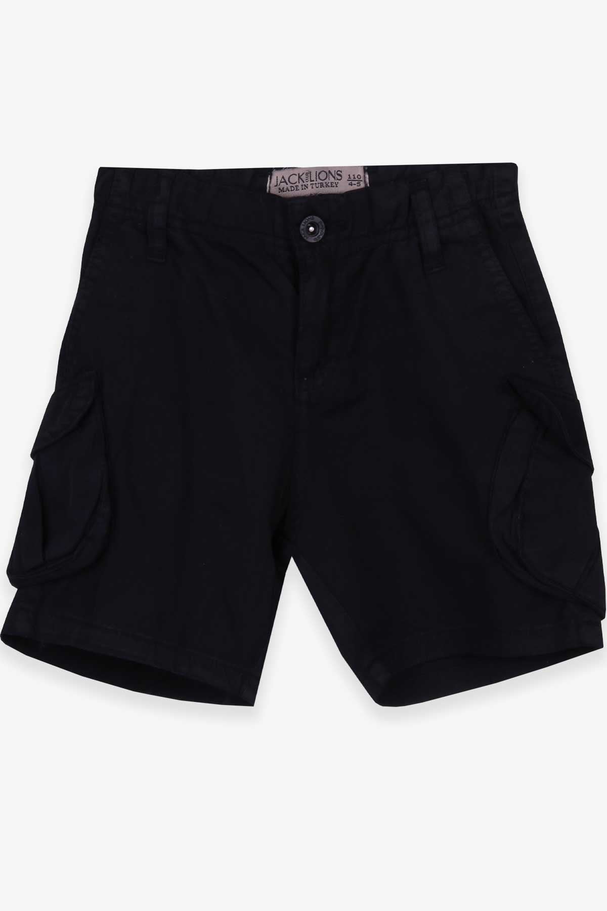 Jack Lions Erkek Çocuk Gabardin Şort Cep Detaylı Siyah (5-8 Yaş)