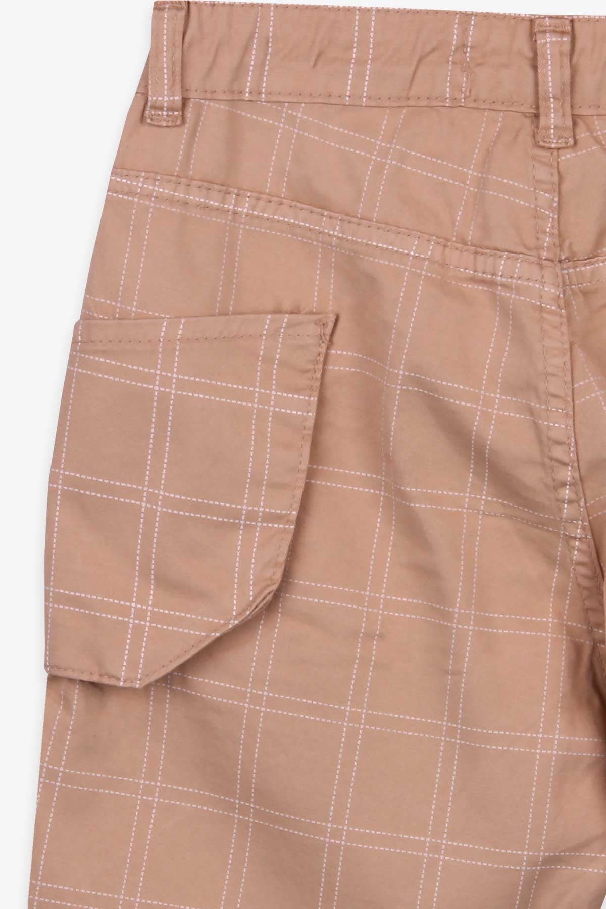 Jack Lions Erkek Çocuk Gabardin Şort Ekoseli Açık Kahverengi (10-14 Yaş)