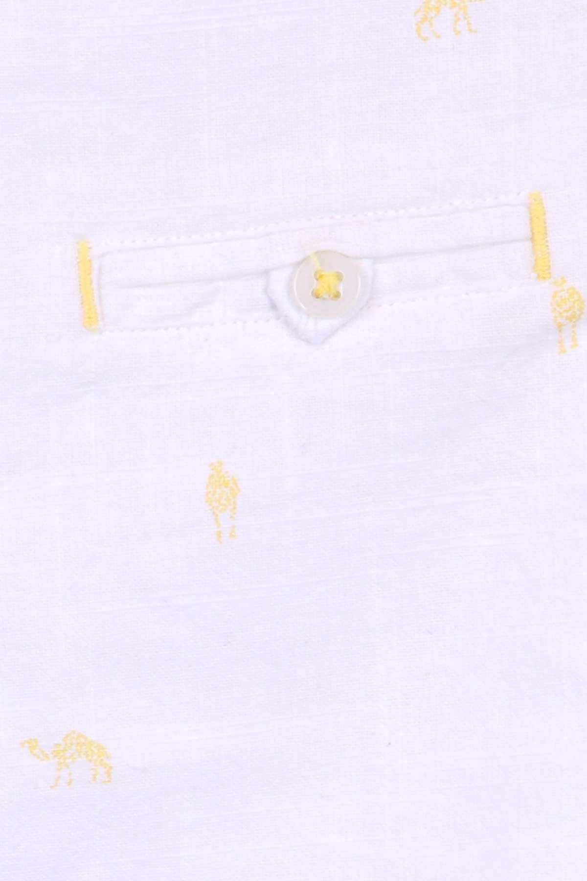 Jack Lions Erkek Çocuk Gömlek Deve Desenli Ekru (5-8 Yaş)