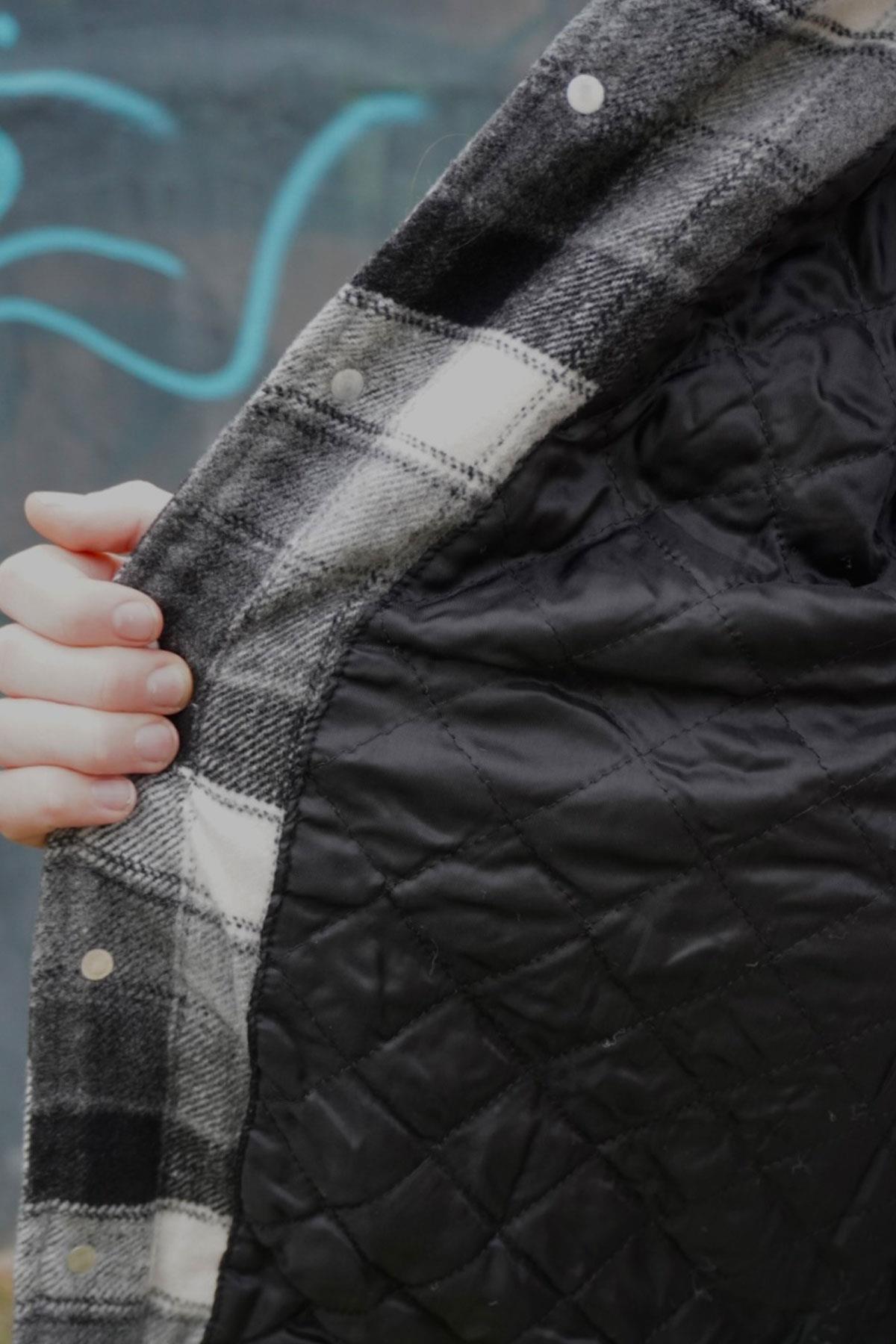 Jack Lions Erkek Çocuk Mont Ekose Desenli Düğmeli Cepli Gri (10-14 Yaş)