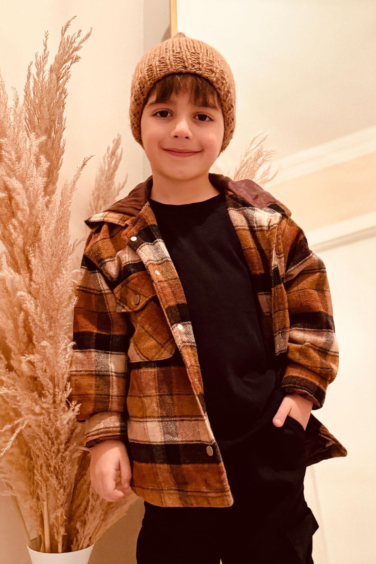 Jack Lions Erkek Çocuk Mont Ekose Desenli Kapüşonlu Düğmeli Karışık Renk (10-14 Yaş)