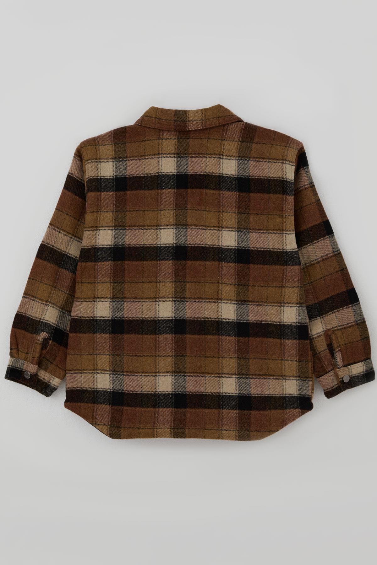 Jack Lions Erkek Çocuk Mont Ekose Desenli Düğmeli Cepli Kahverengi (5-9 Yaş)