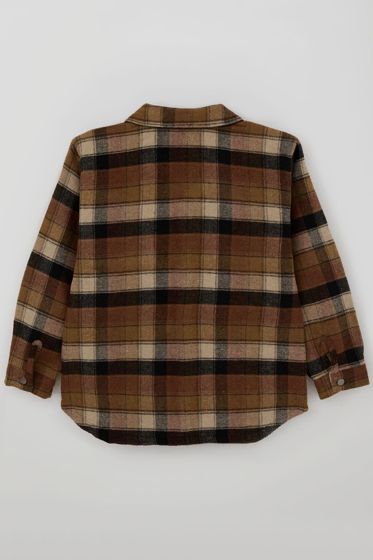 Jack Lions Erkek Çocuk Mont Ekose Desenli Düğmeli Cepli Kahverengi (10-14 Yaş)