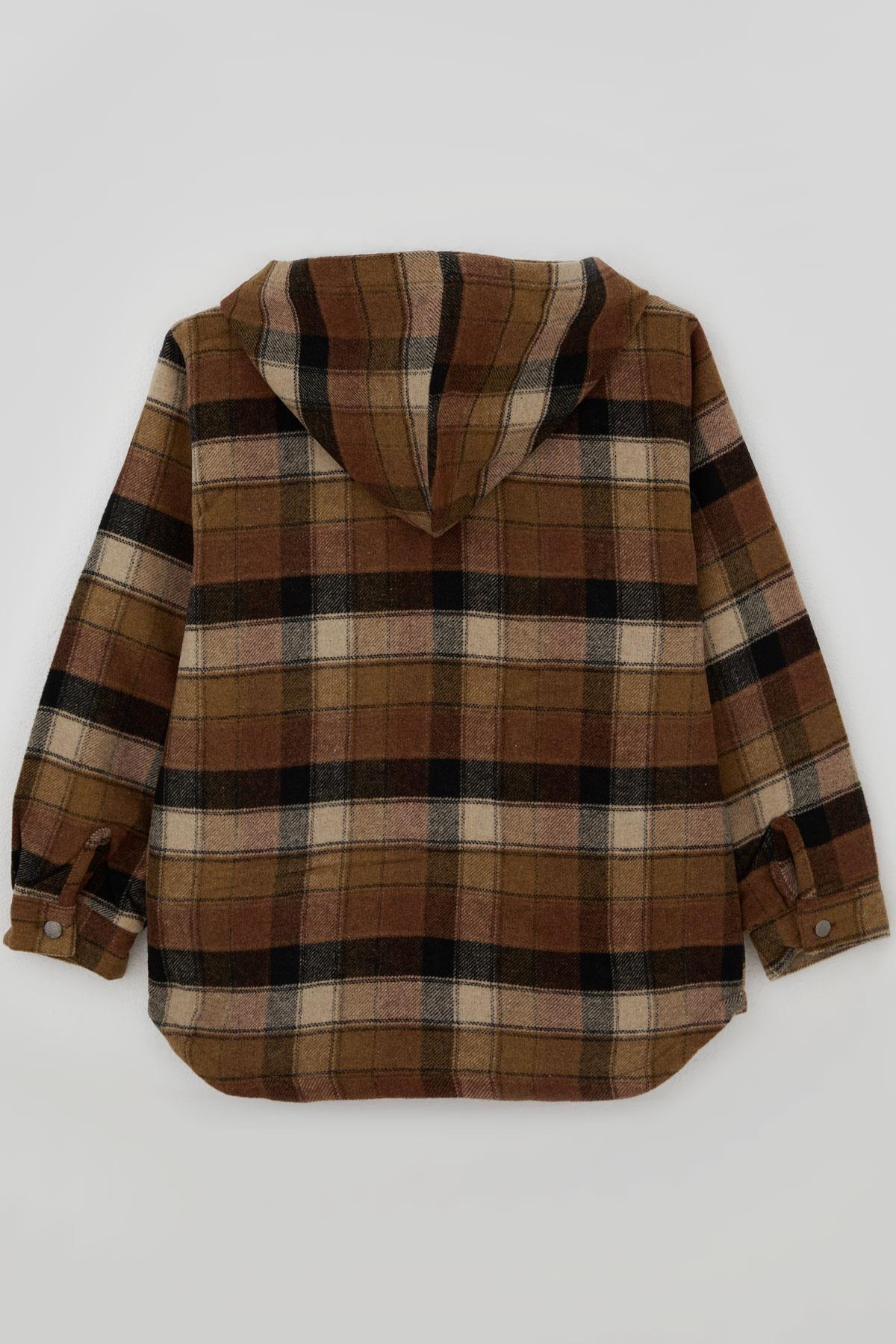 Jack Lions Erkek Çocuk Mont Ekose Desenli Kapüşonlu Düğmeli Karışık Renk (10-14 Yaş)