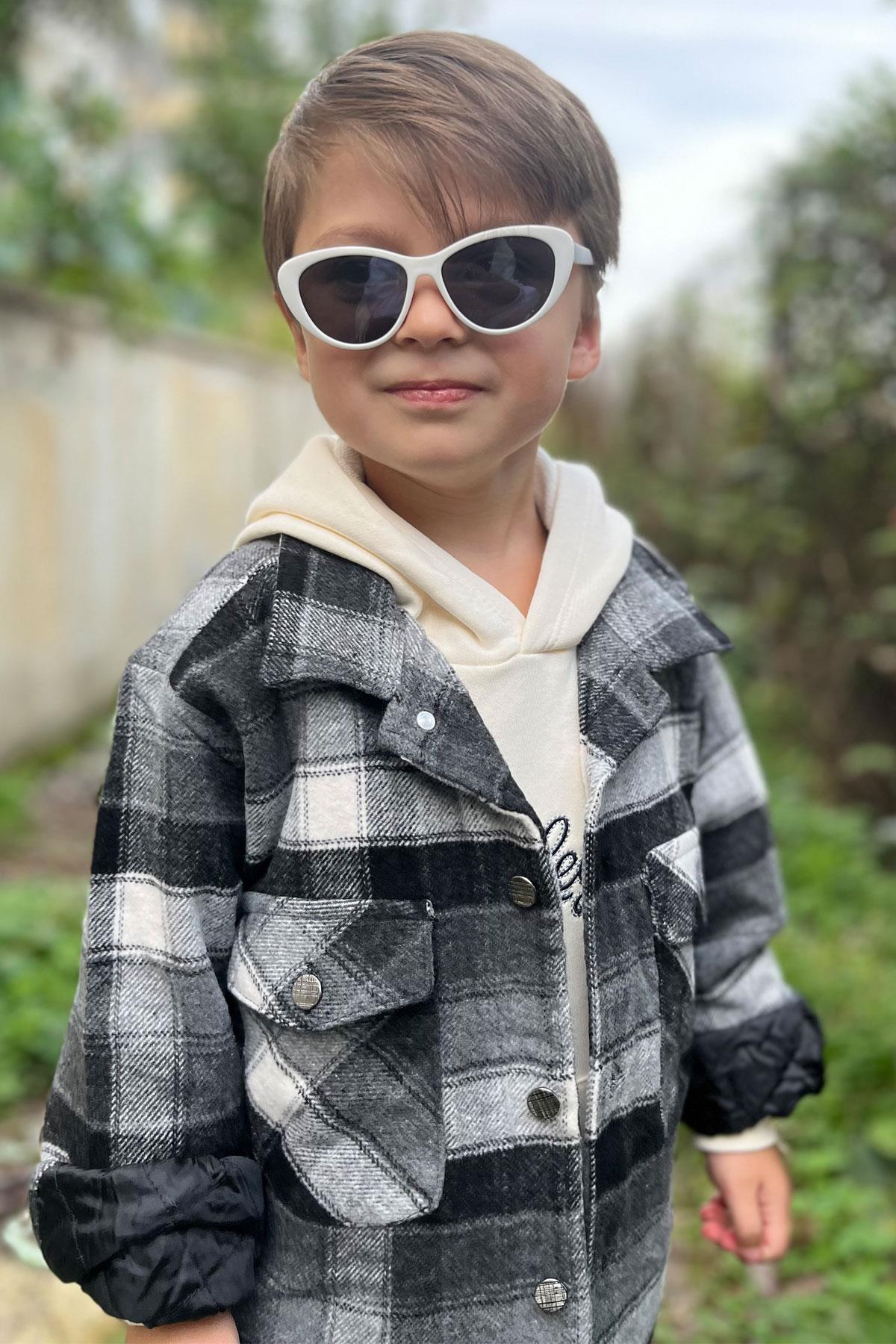 Jack Lions Erkek Çocuk Mont Ekose Desenli Düğmeli Cepli Gri (5-9 Yaş)