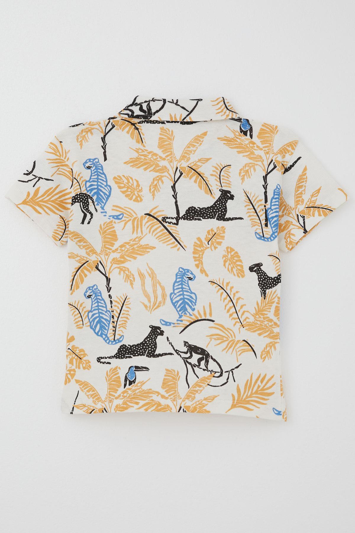 Jack Lions Erkek Çocuk Tişört Orman Temalı Hayvan Desenli Krem (1.5-5 Yaş)