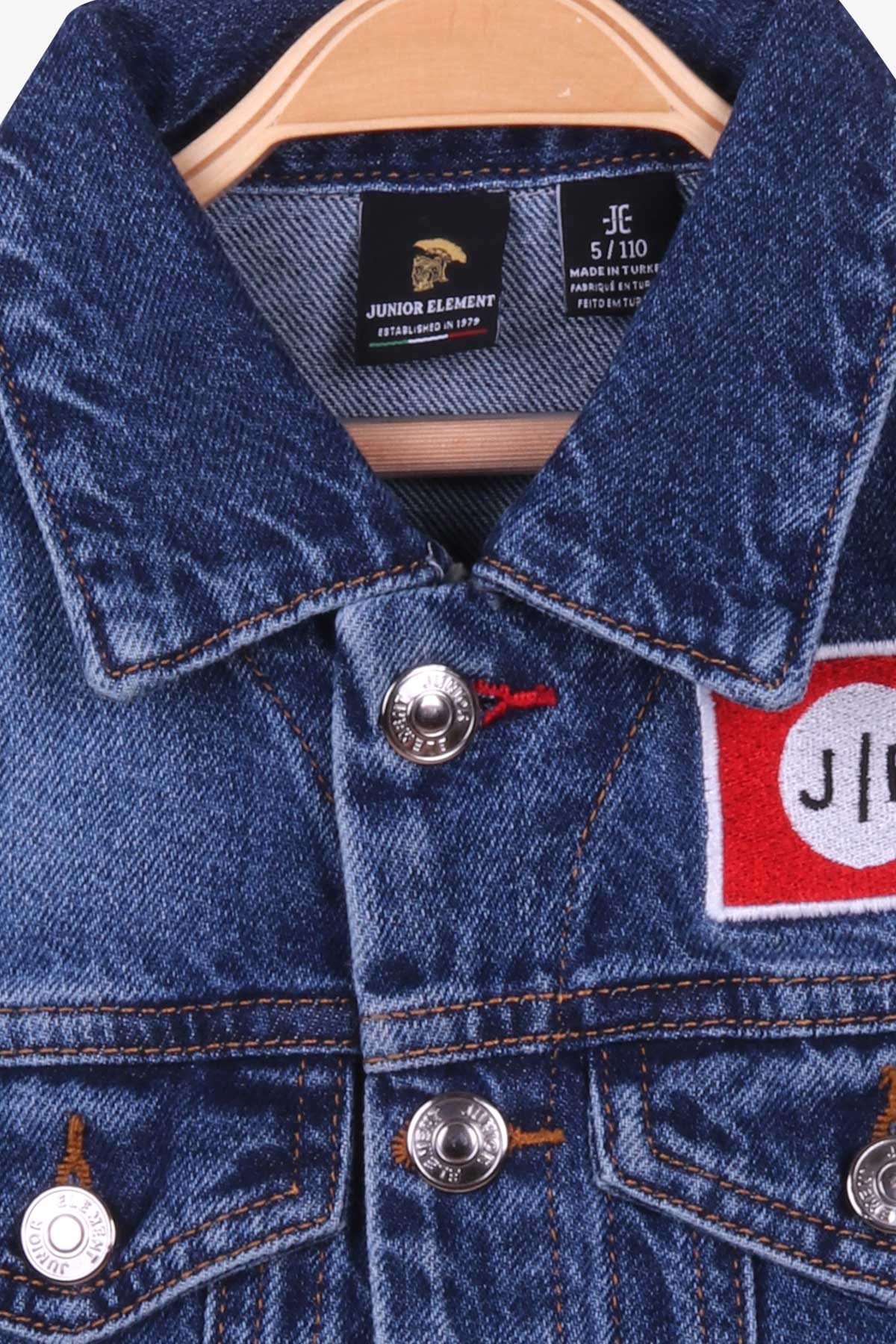 JUNİOR ELEMENT Çocuk Kot Ceket Nakşılı Mavi (5-12 Yaş)