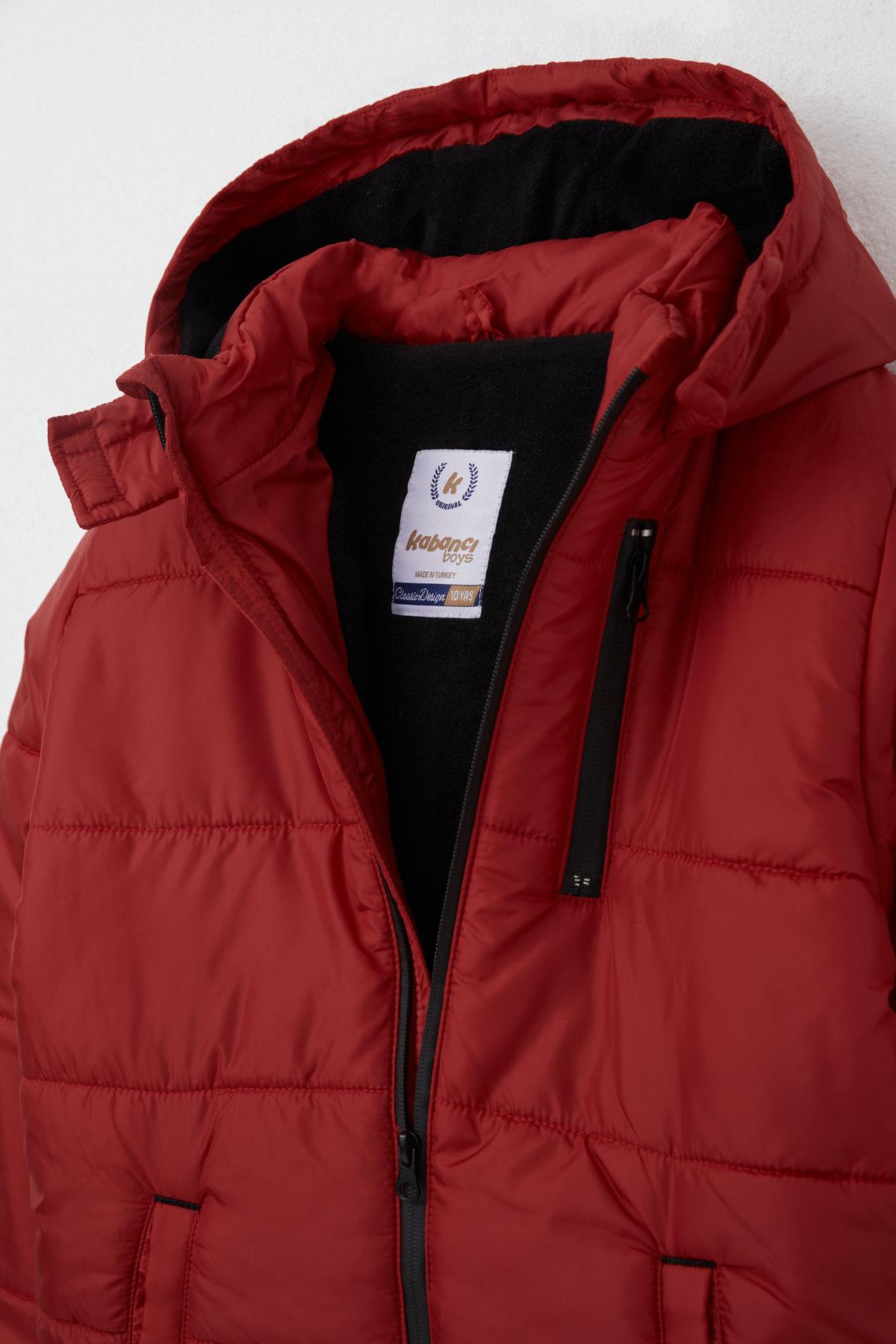 Kabancı Erkek Çocuk Mont İçi Polarlı Kapüşonlu Bordo (10-13 Yaş)