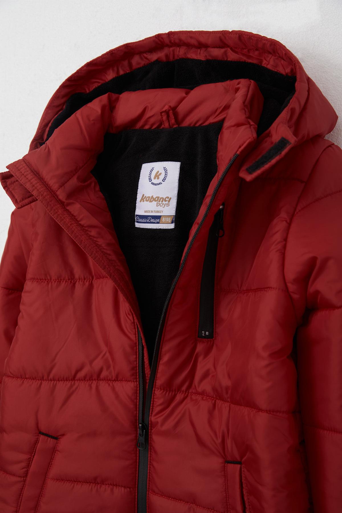 Kabancı Erkek Çocuk Mont İçi Polarlı Kapüşonlu Bordo (6-9 Yaş)