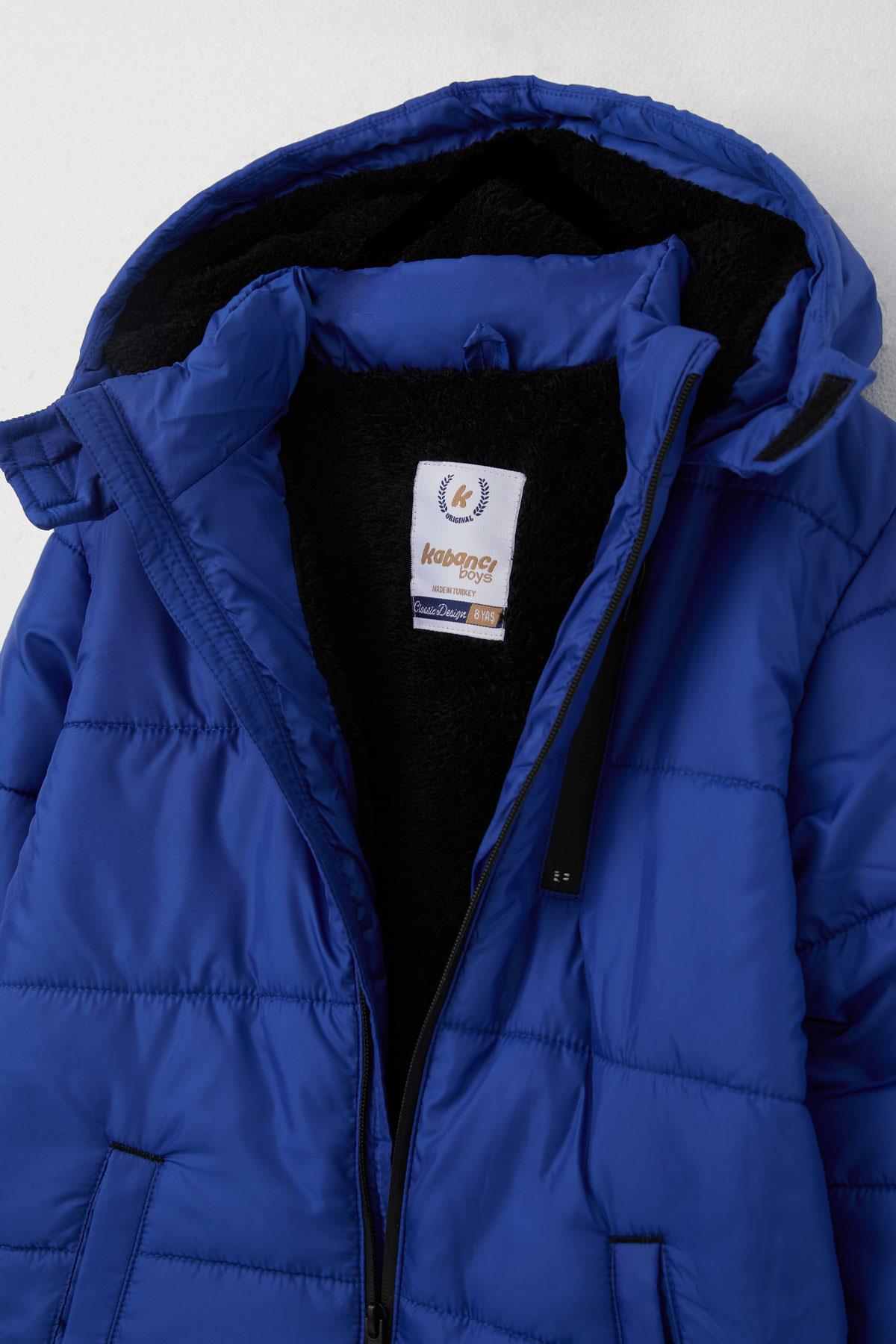 Kabancı Erkek Çocuk Mont İçi Polarlı Kapüşonlu Saks Mavisi (6-9 Yaş)