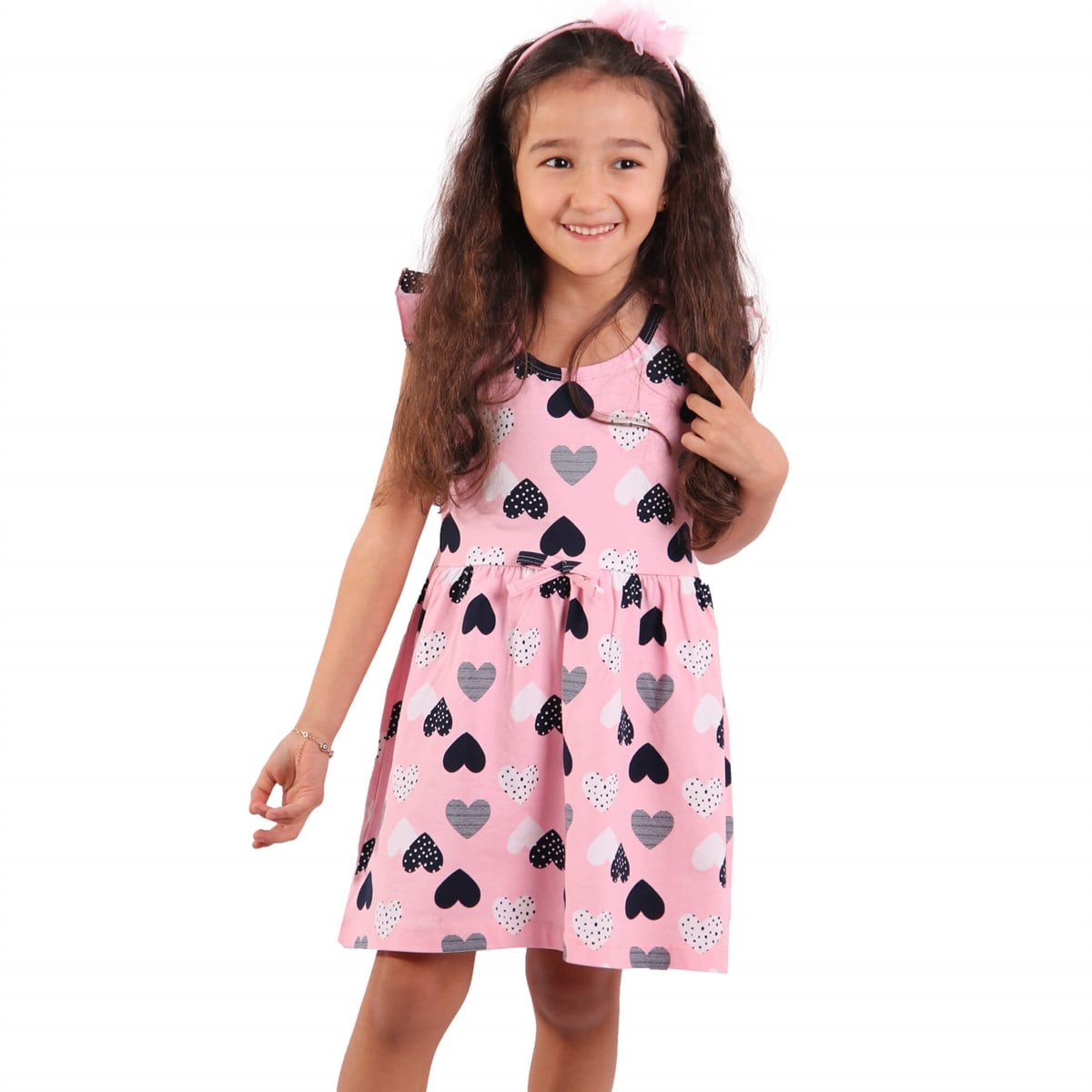 Yazlık Elbise Modelleri BREEZE 12529-46 Kalpli Elbise