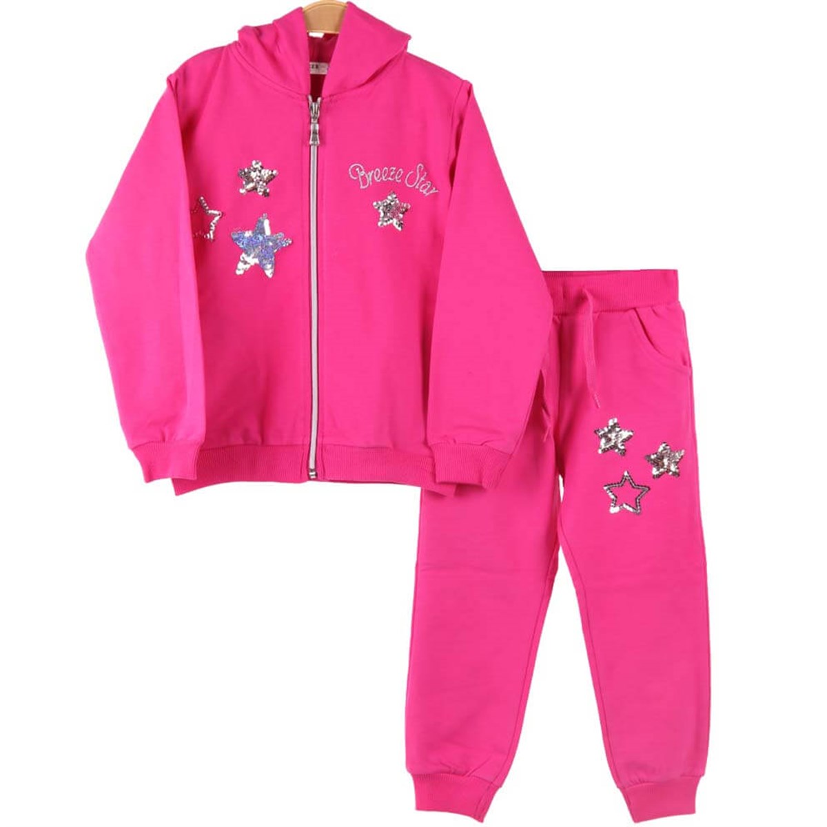 Kız Çocuk Eşofman Takımı Kapüşonlu Breeze Pembe