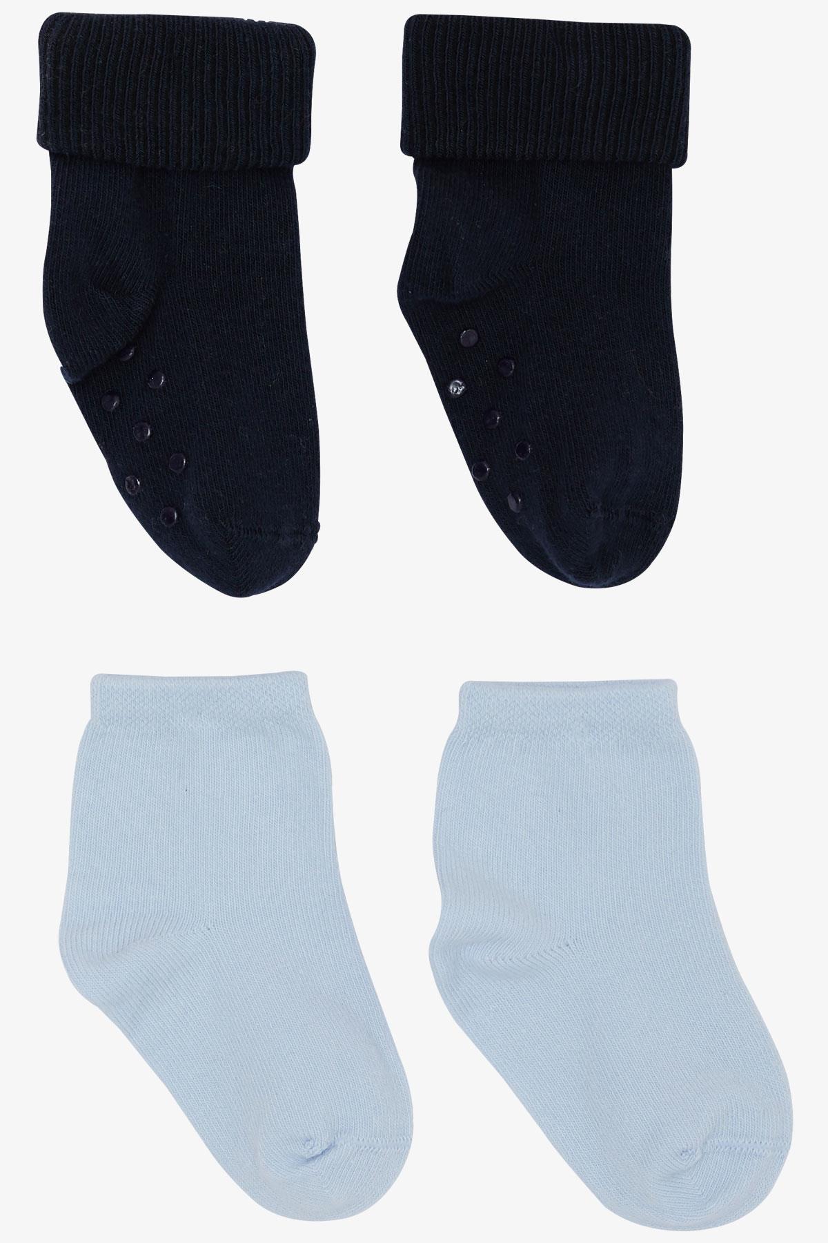 Katamino Erkek Bebek Soket Çorap 2 li Abs li Basic Karışık Renk (0-24 Ay)