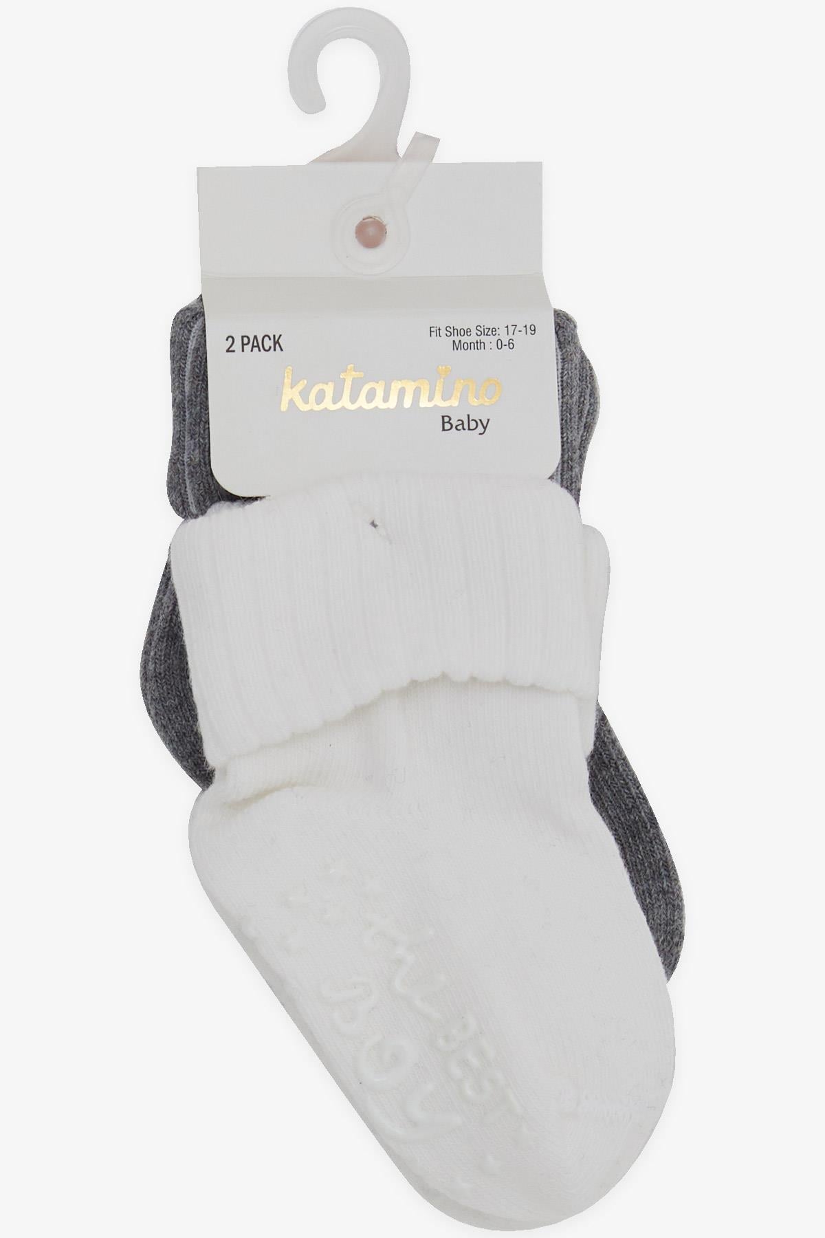 Katamino Erkek Bebek Soket Çorap 2 li Abs li Karışık Renk (6 Ay-2 Yaş)