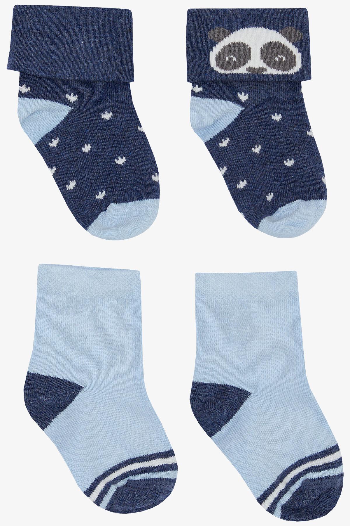 Katamino Erkek Bebek Soket Çorap 2 li Sevimli Pandacık Baskılı Karışık Renk (0-24 Ay)