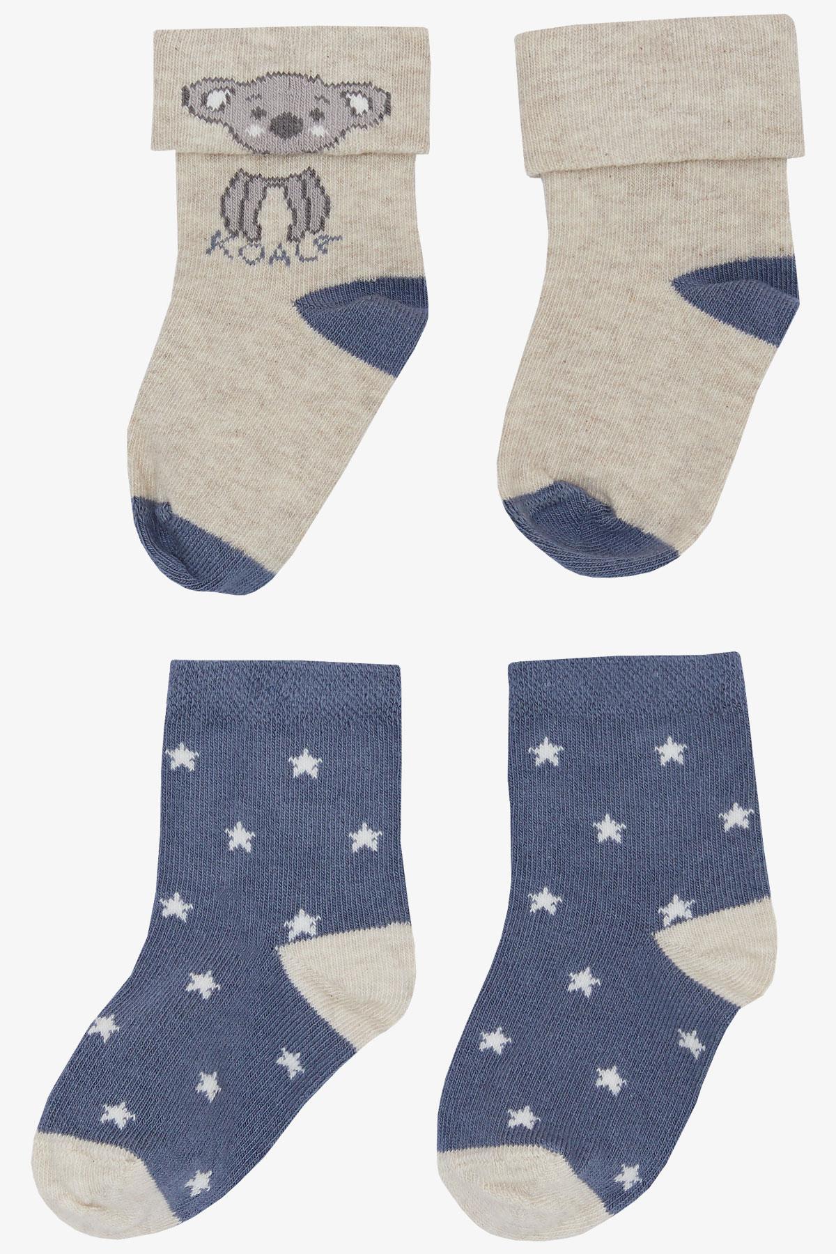 Katamino Erkek Bebek Soket Çorap 2 li Sevimli Koala Baskılı Karışık Renk (0-24 Ay)