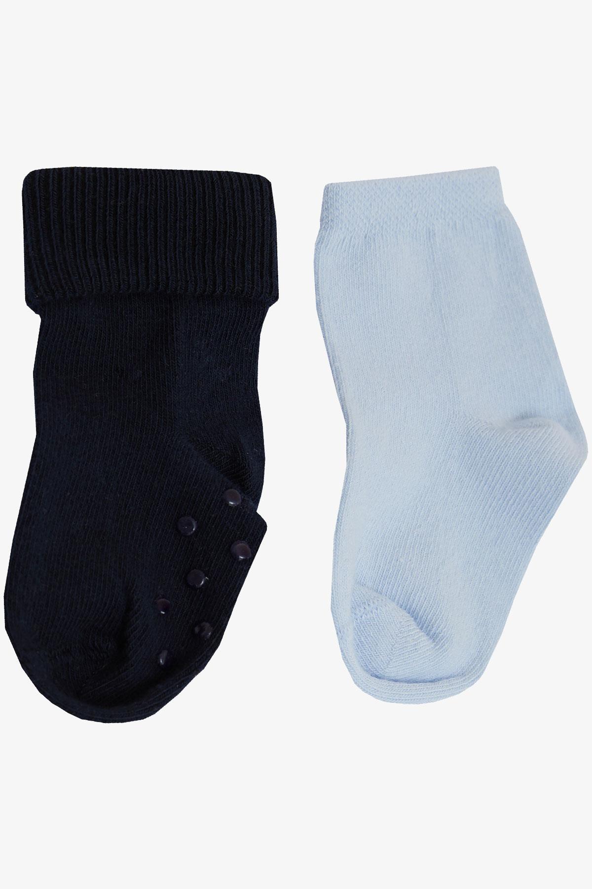 Katamino Erkek Bebek Soket Çorap 2 li Abs li Basic Karışık Renk (0-24 Ay)