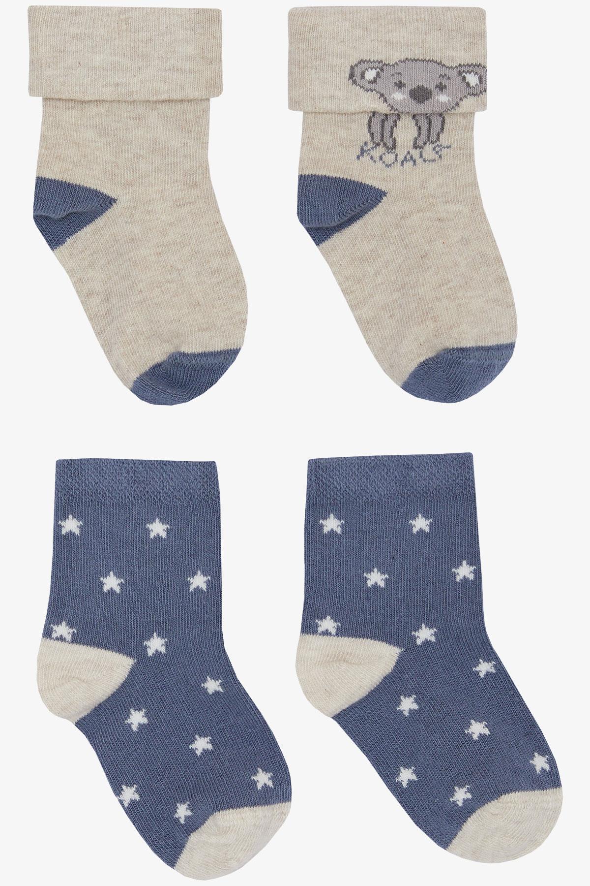 Katamino Erkek Bebek Soket Çorap 2 li Sevimli Koala Baskılı Karışık Renk (0-24 Ay)