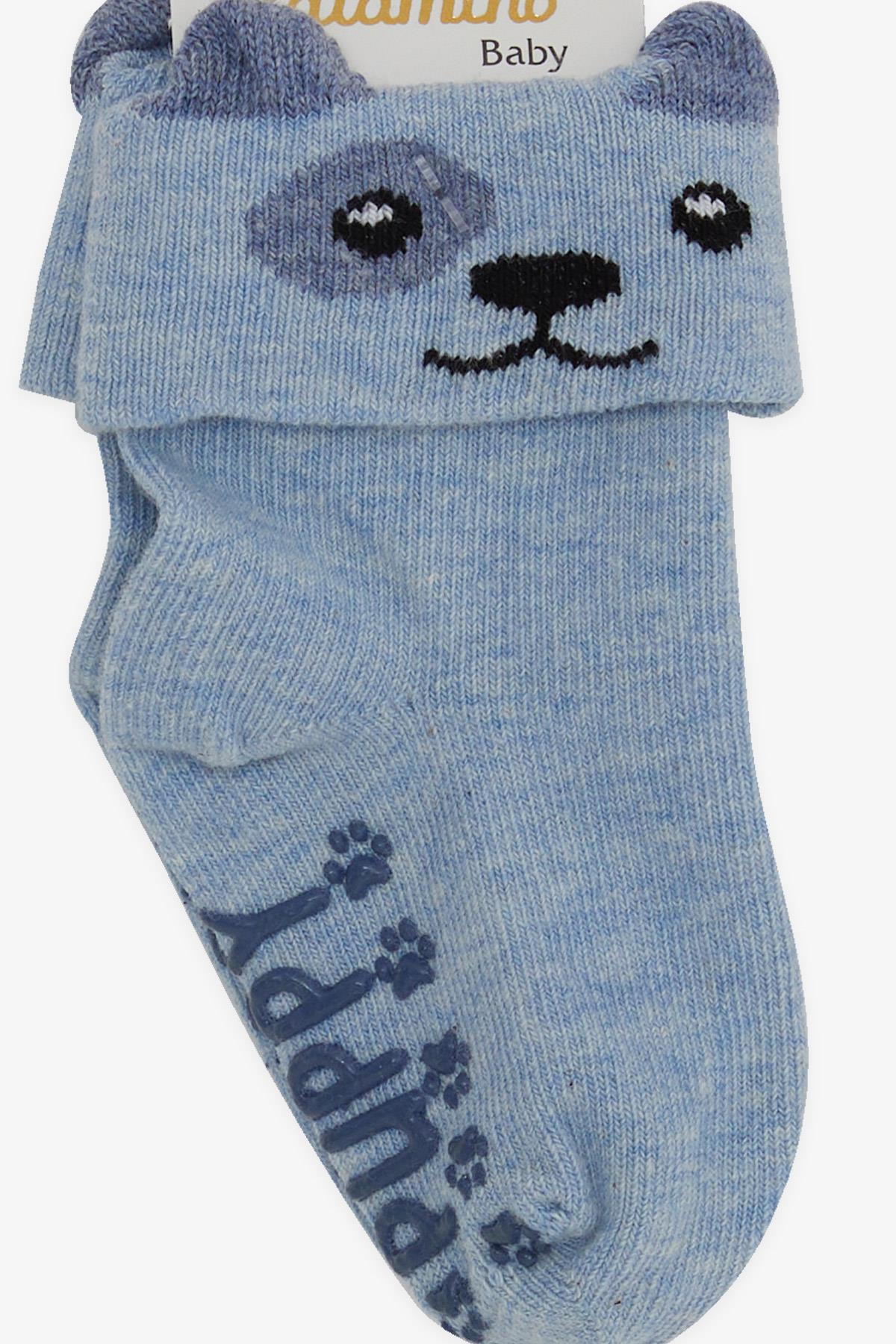 Katamino Erkek Bebek Soket Çorap 3D li Abs li Açık Mavi (6 Ay-2 Yaş)