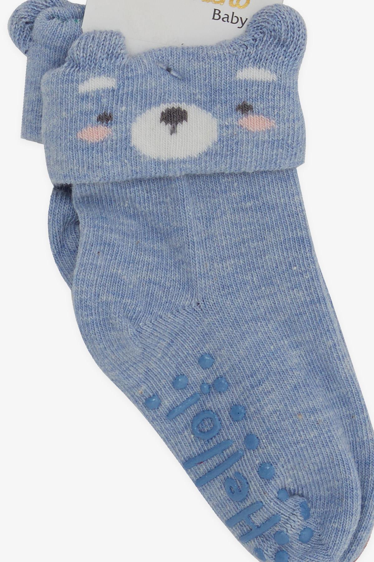 Katamino Erkek Bebek Soket Çorap 3D li Abs li Açık Mavi (6 Ay-2 Yaş)
