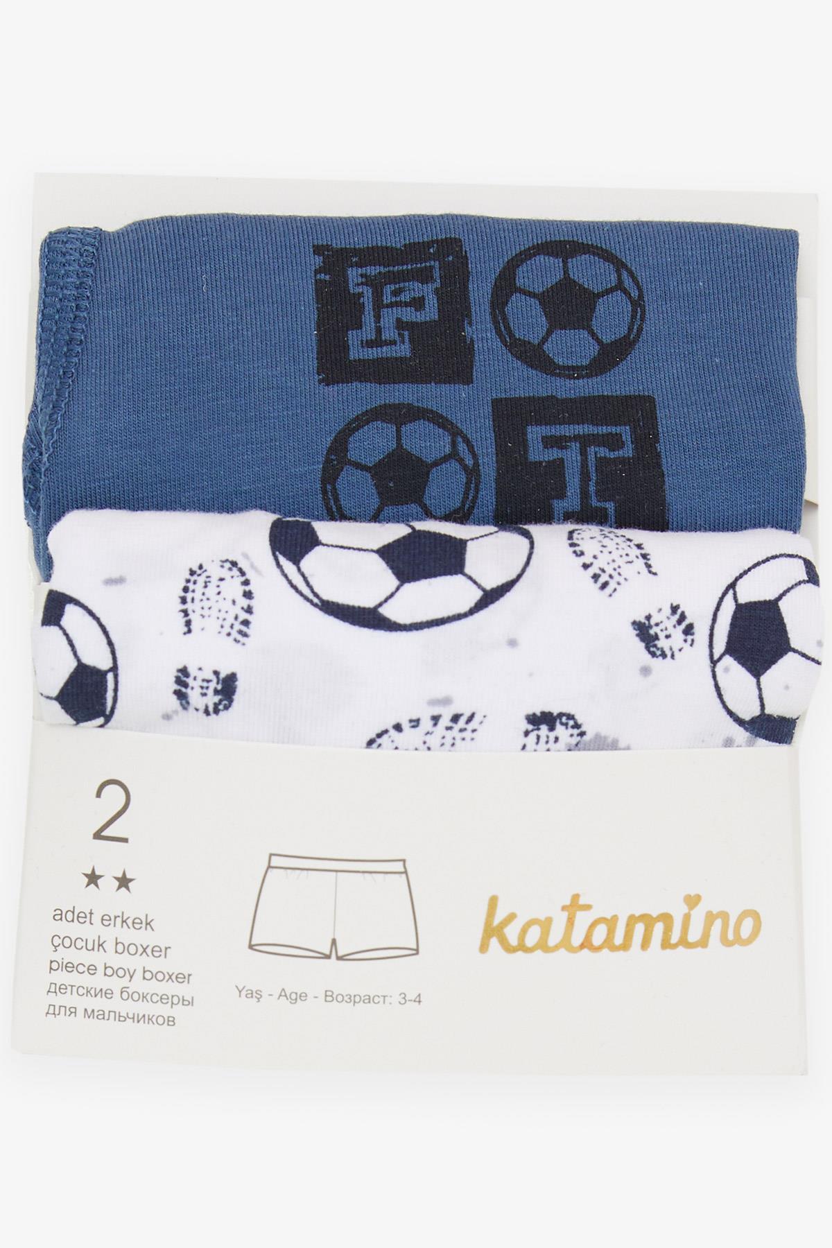 KATAMİNO Erkek Çocuk 2 li Boxer Futbol Temalı Karışık Renk (1-12 Yaş)