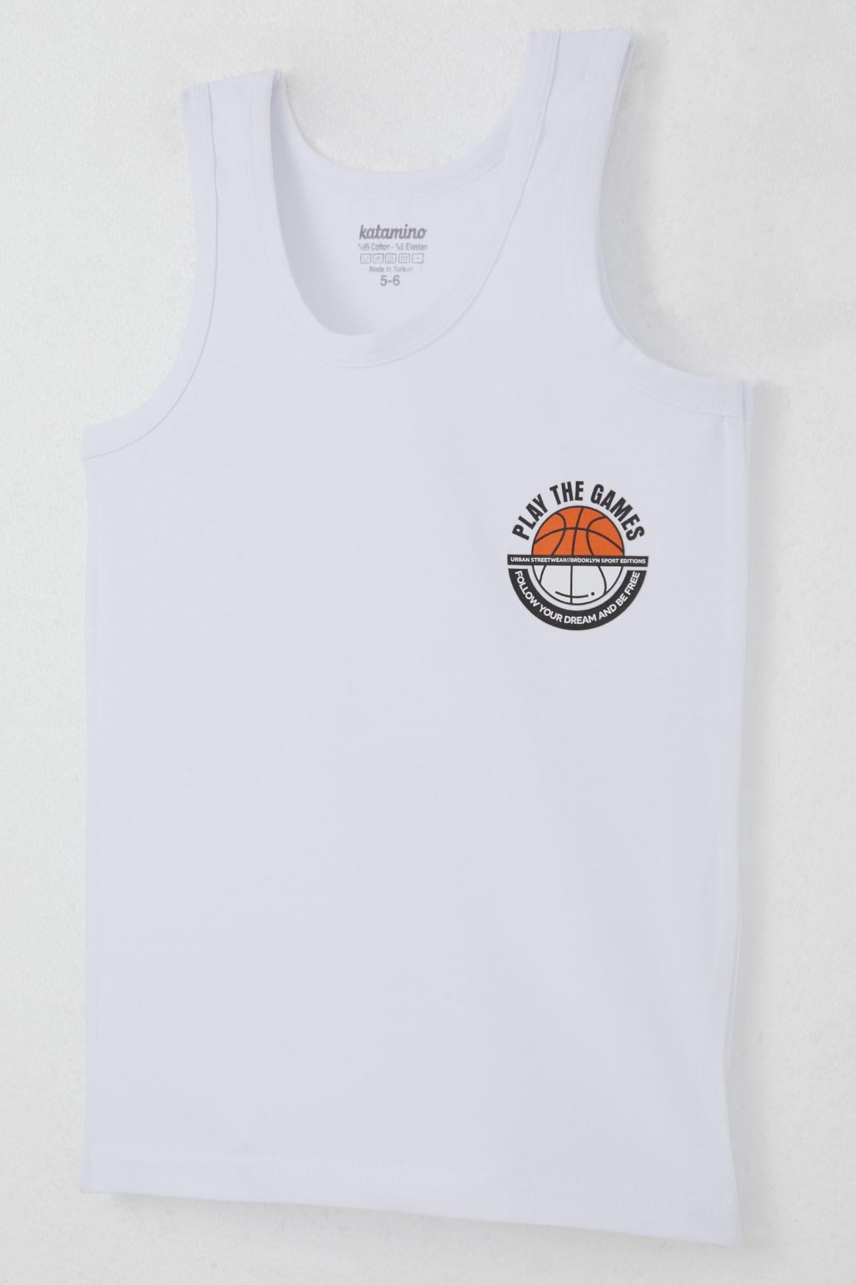 Katamino Erkek Çocuk Atlet Boxer Takım Motivasyon Temalı Beyaz (1-12 Yaş)