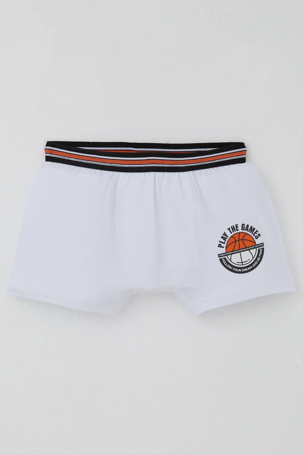 Katamino Erkek Çocuk Atlet Boxer Takım Motivasyon Temalı Beyaz (1-12 Yaş)