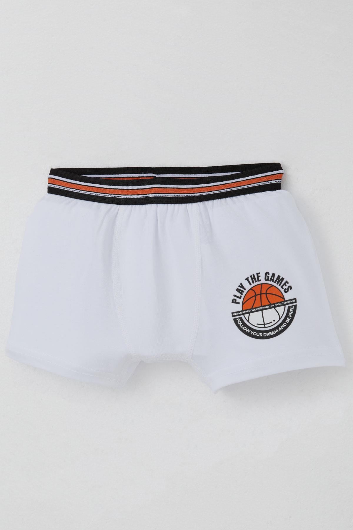 Katamino Erkek Çocuk Atlet Boxer Takım Motivasyon Temalı Beyaz (1-12 Yaş)