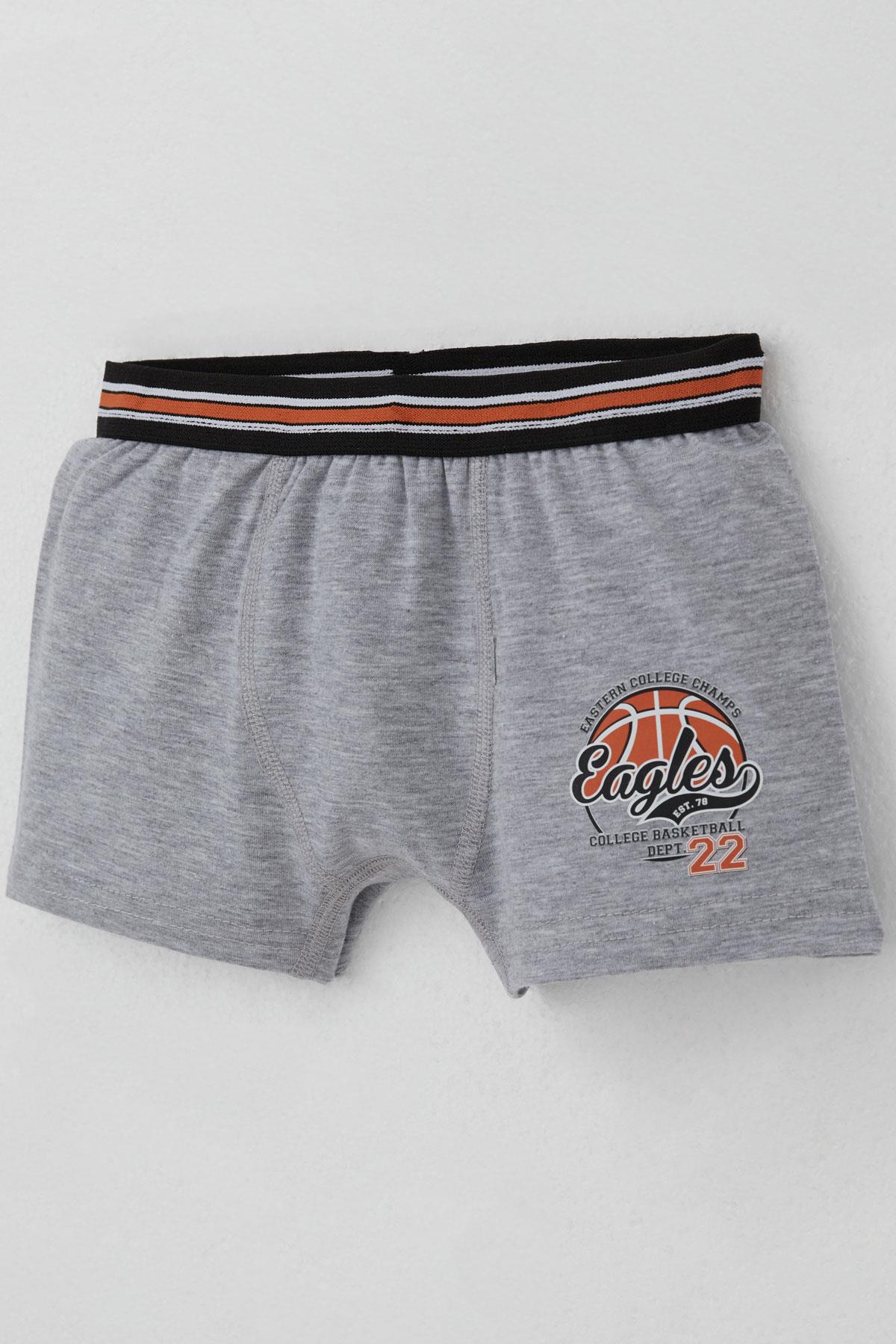 Katamino Erkek Çocuk Atlet Boxer Takım Motivasyon Temalı Gri Melanj (1-12 Yaş)