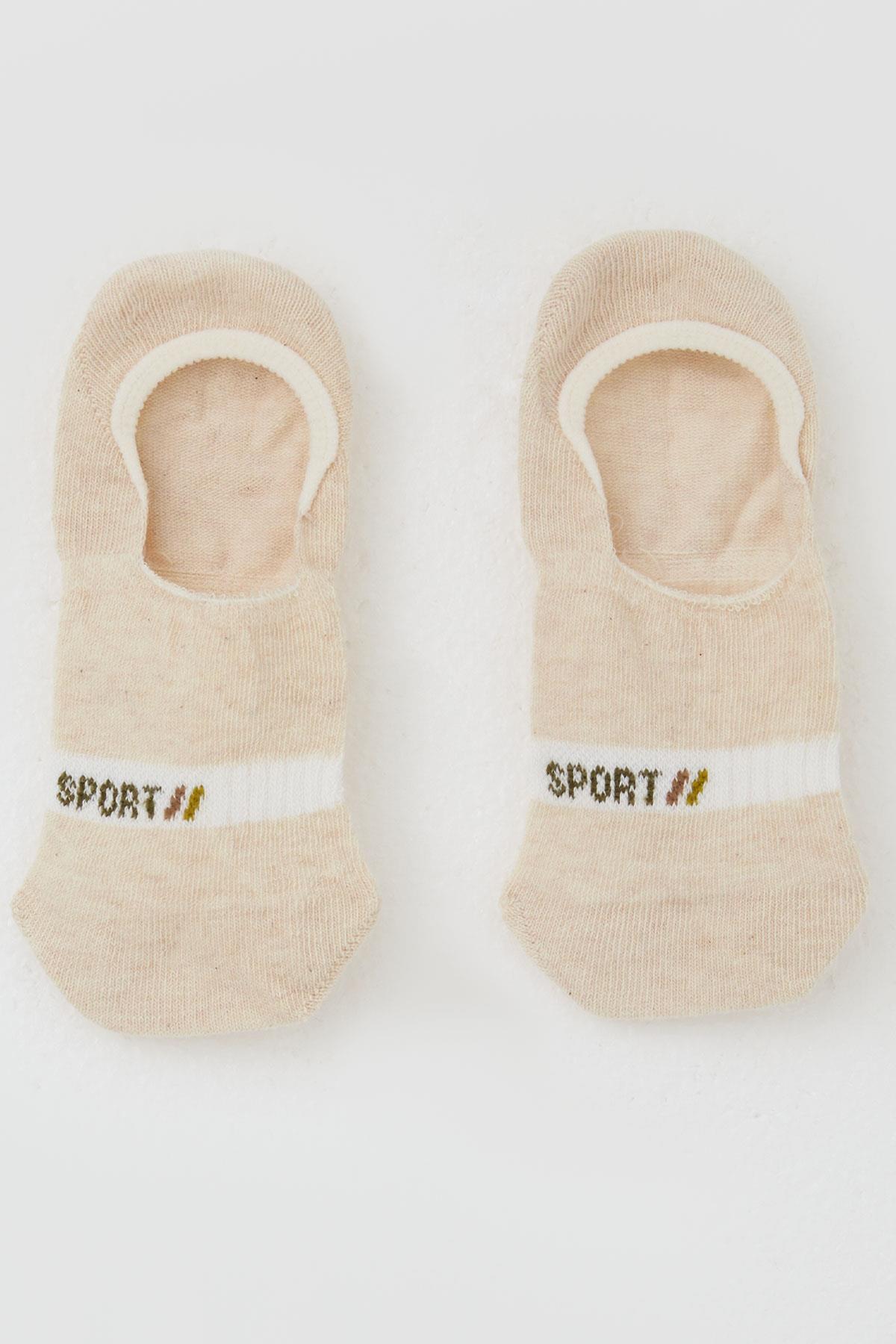 Katamino Erkek Çocuk Babet Çorap Sport Yazı Baskılı Krem (7-14 Yaş)