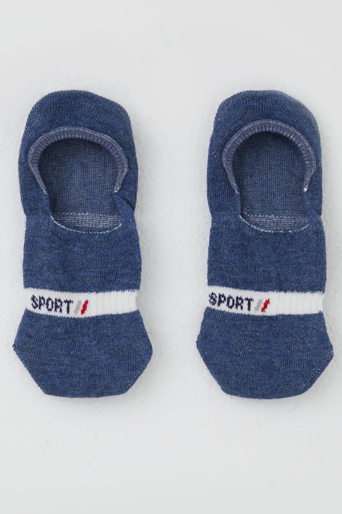 Katamino Erkek Çocuk Babet Çorap Sport Yazı Baskılı Koyu Mavi (7-14 Yaş)