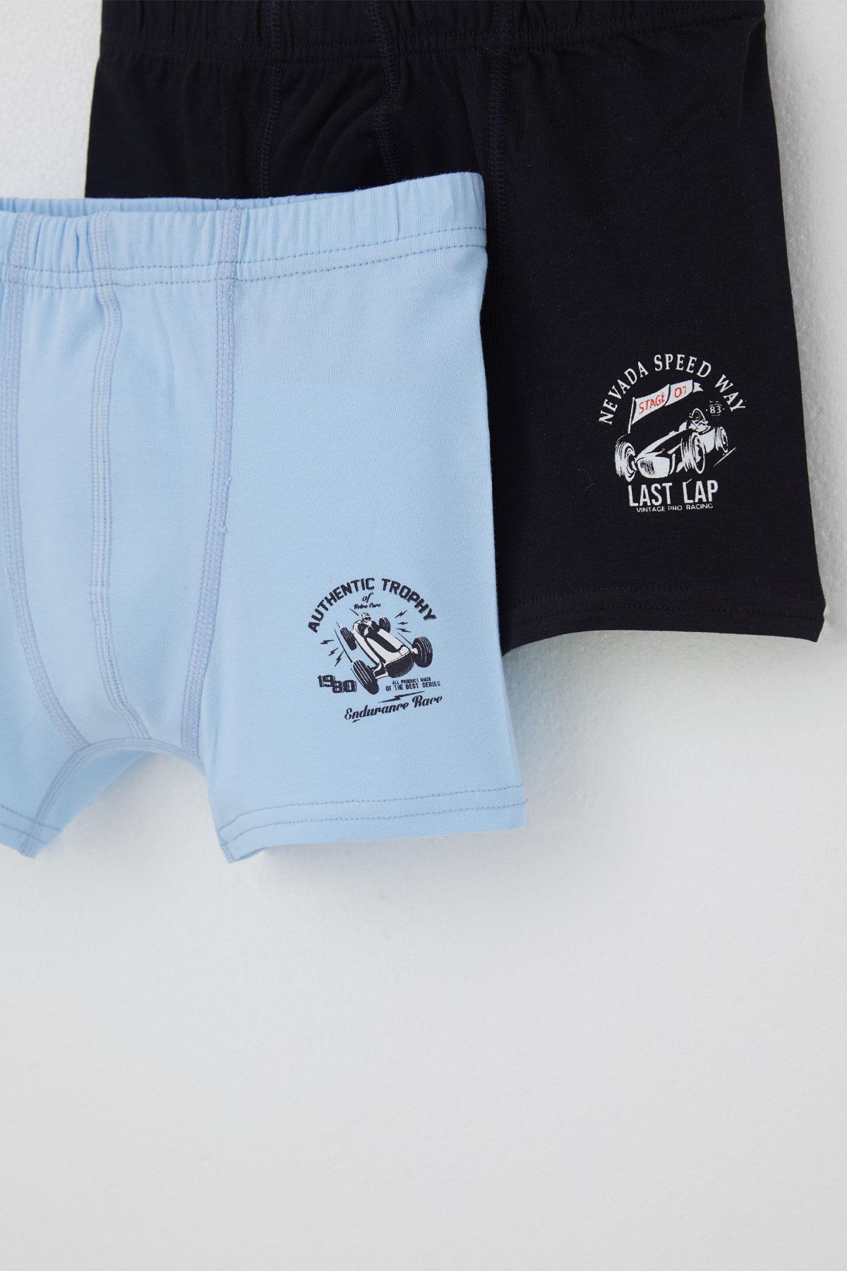 Katamino Erkek Çocuk Boxer 2 li Yarış Temalı Araba Baskılı Karışık Renk (7 Ay-12 Yaş)