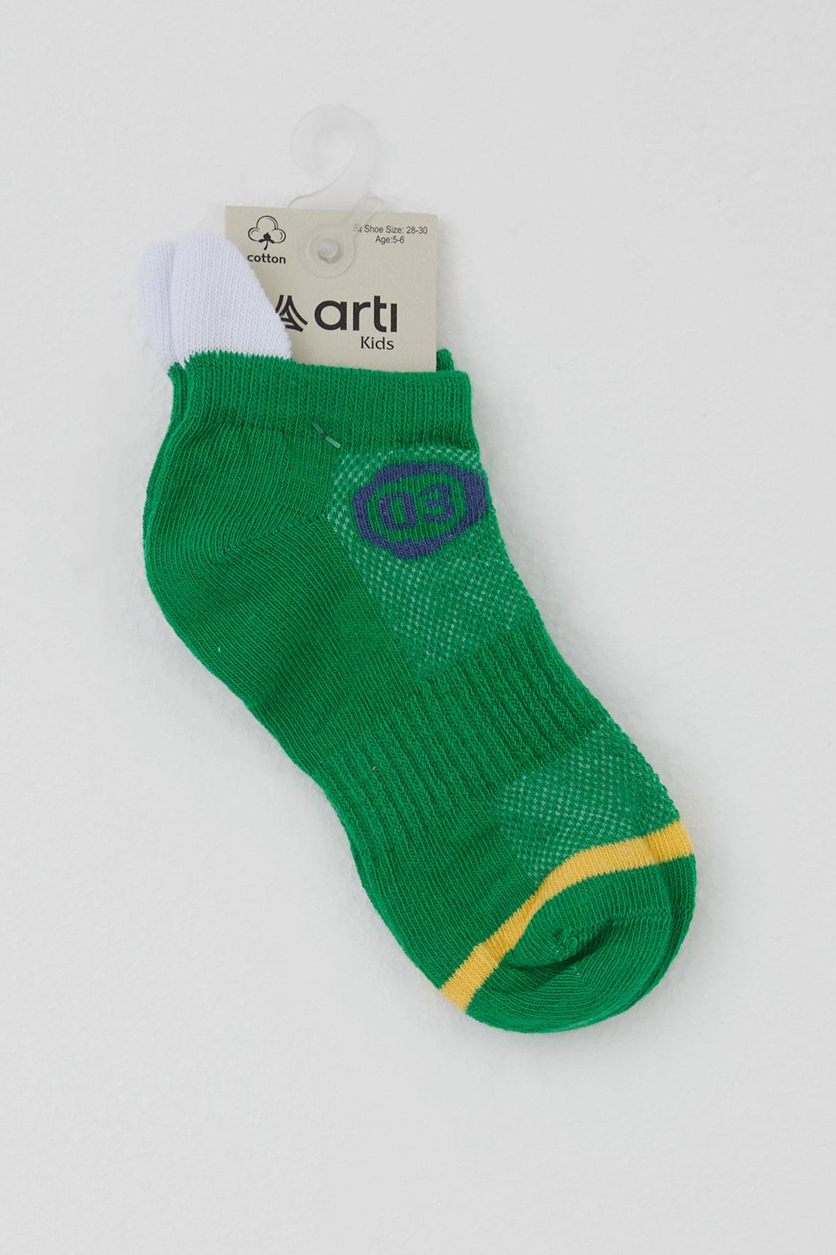 Katamino Erkek Çocuk Patik Çorap Rakam Baskılı Yeşil (5-12 Yaş)