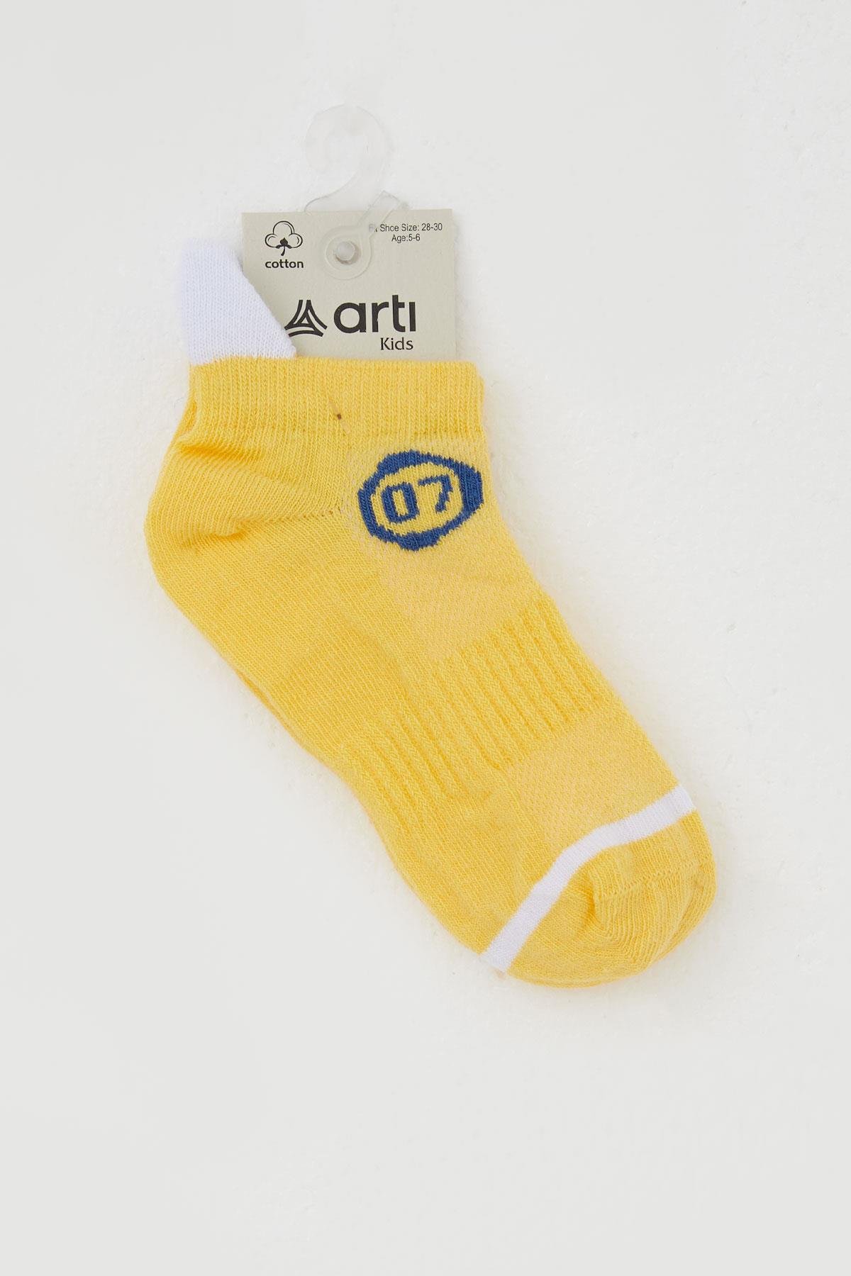 Katamino Erkek Çocuk Patik Çorap Rakam Baskılı Sarı (5-14 Yaş)