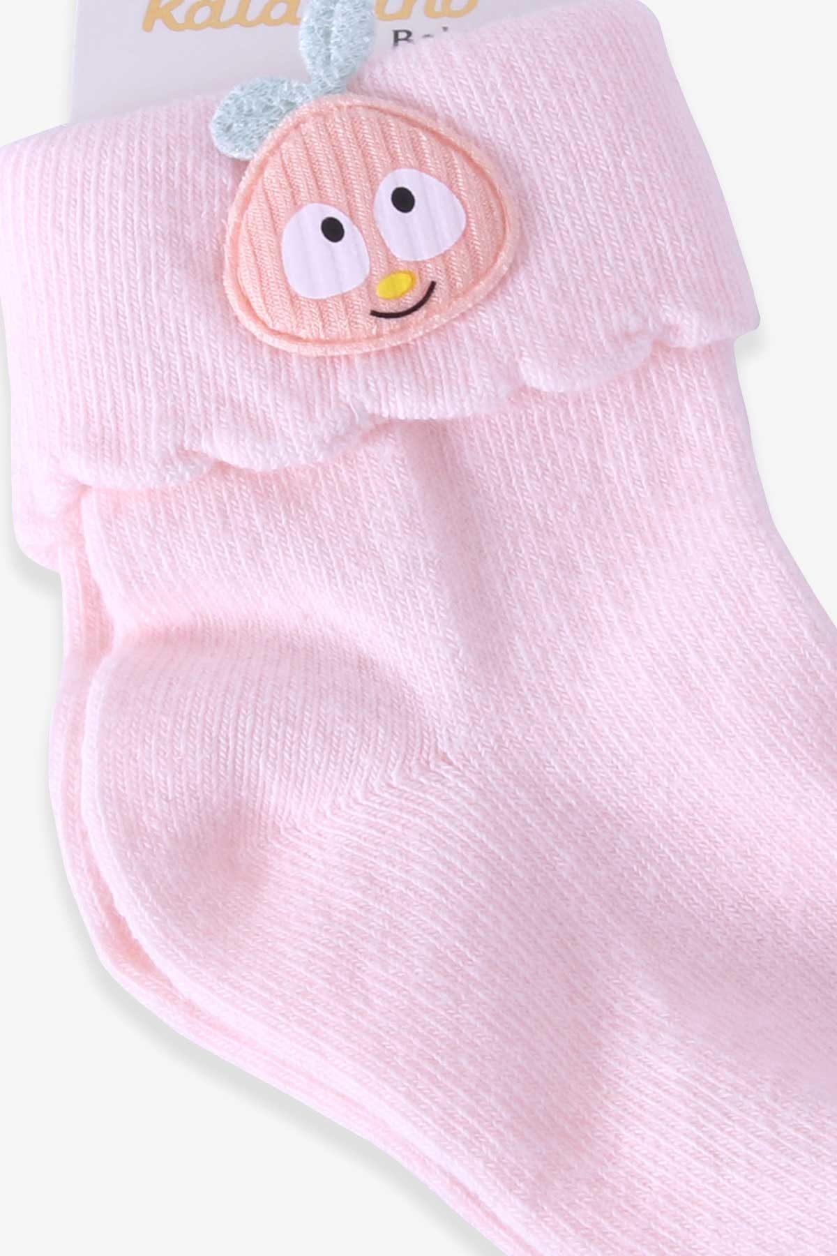 Katamino Kız Bebek Soket Çorap Elma Aksesuarlı Pudra (6 Ay-1.5 Yaş)