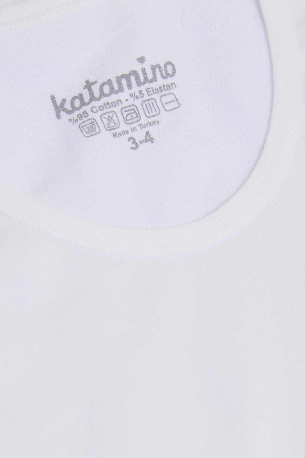 KATAMİNO Kız Çocuk Atlet & Slip Takım Sevimli Unicorn Baskılı Beyaz (1-10 Yaş)