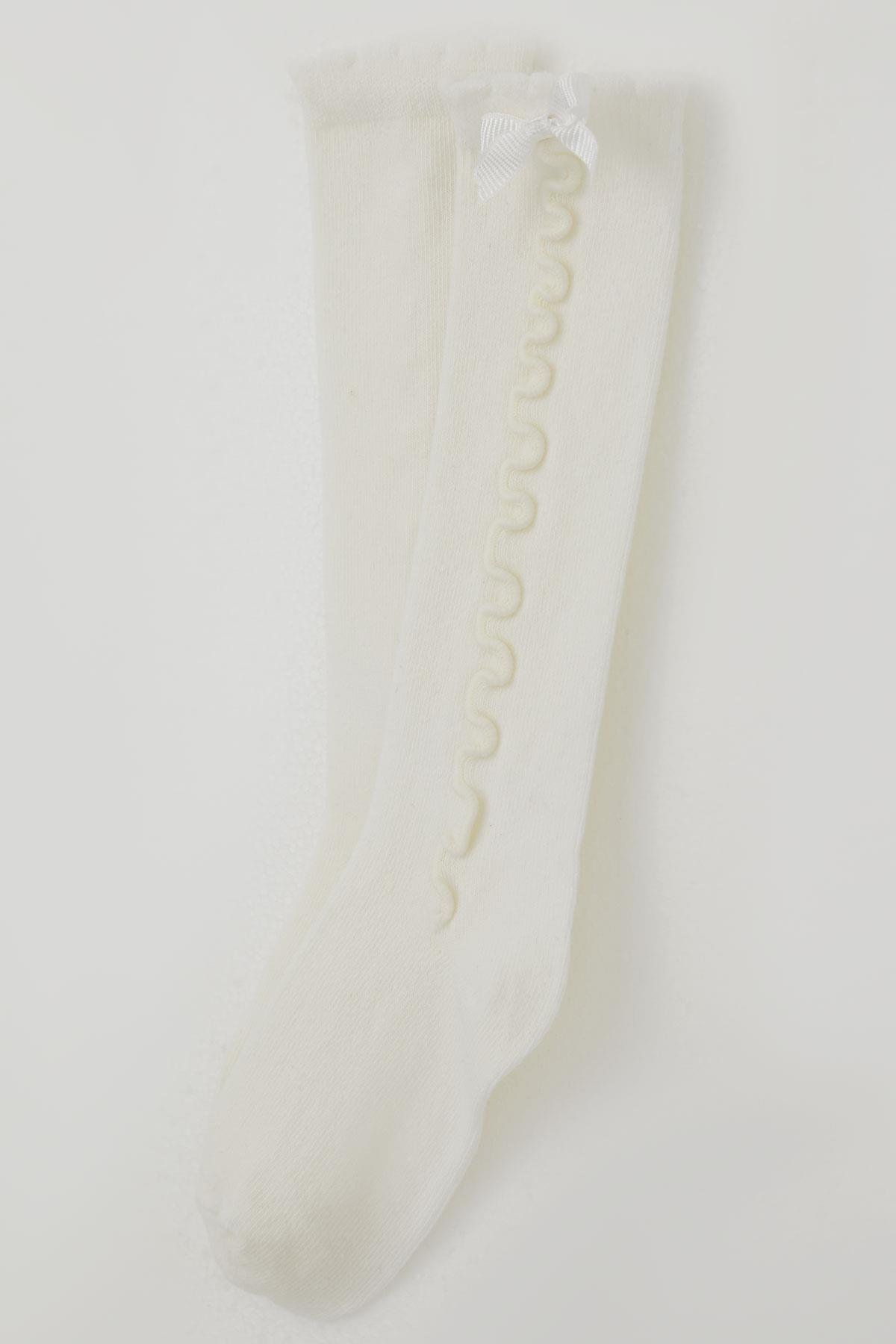 Katamino Kız Çocuk Golf Çorap Bilek Kısmı Fiyon Aksesuarlı Krem (1-8 Yaş)
