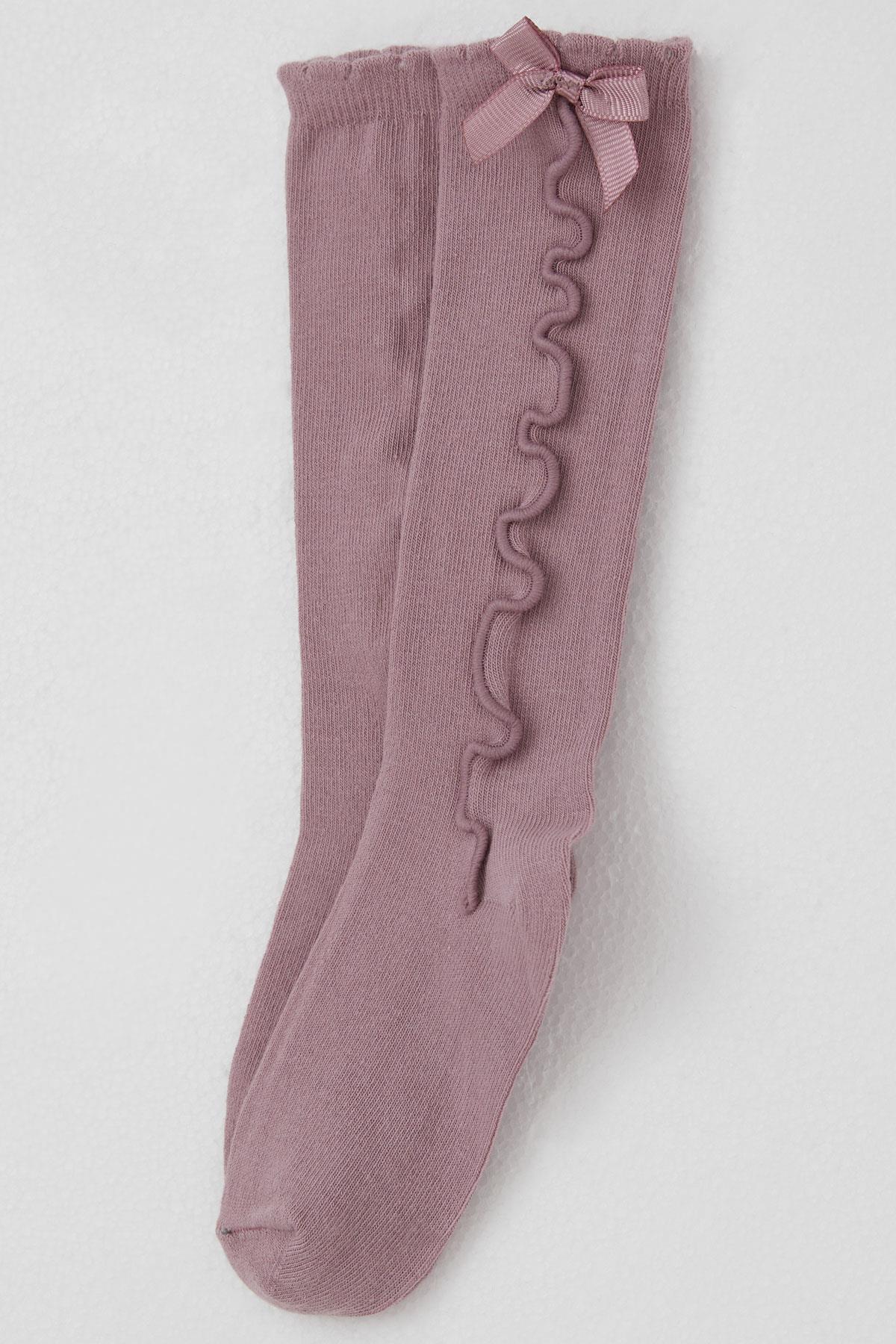 Katamino Kız Çocuk Golf Çorap Bilek Kısmı Fiyon Aksesuarlı Gülkurusu (1-8 Yaş)