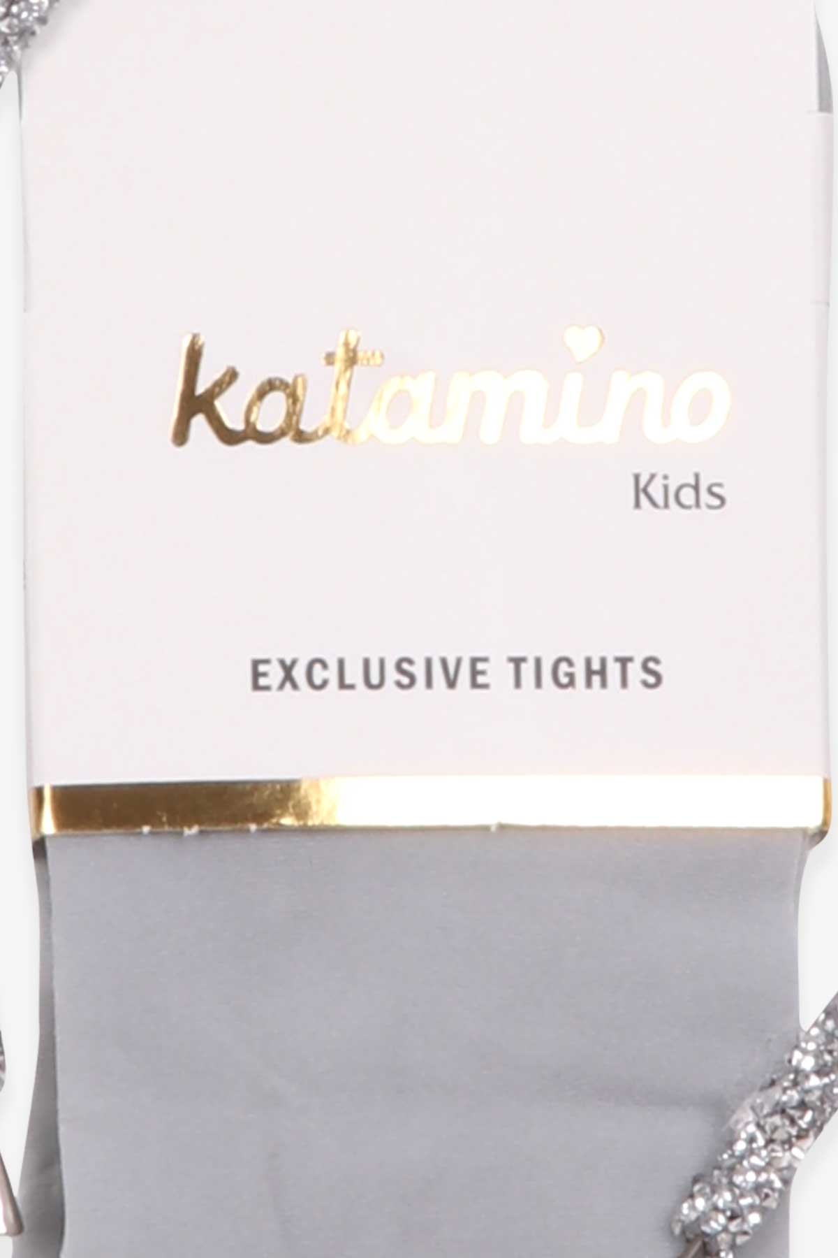 Katamino Kız Çocuk Külotlu Çorap Taçlı Set Gri (3-4-9-10 Yaş)