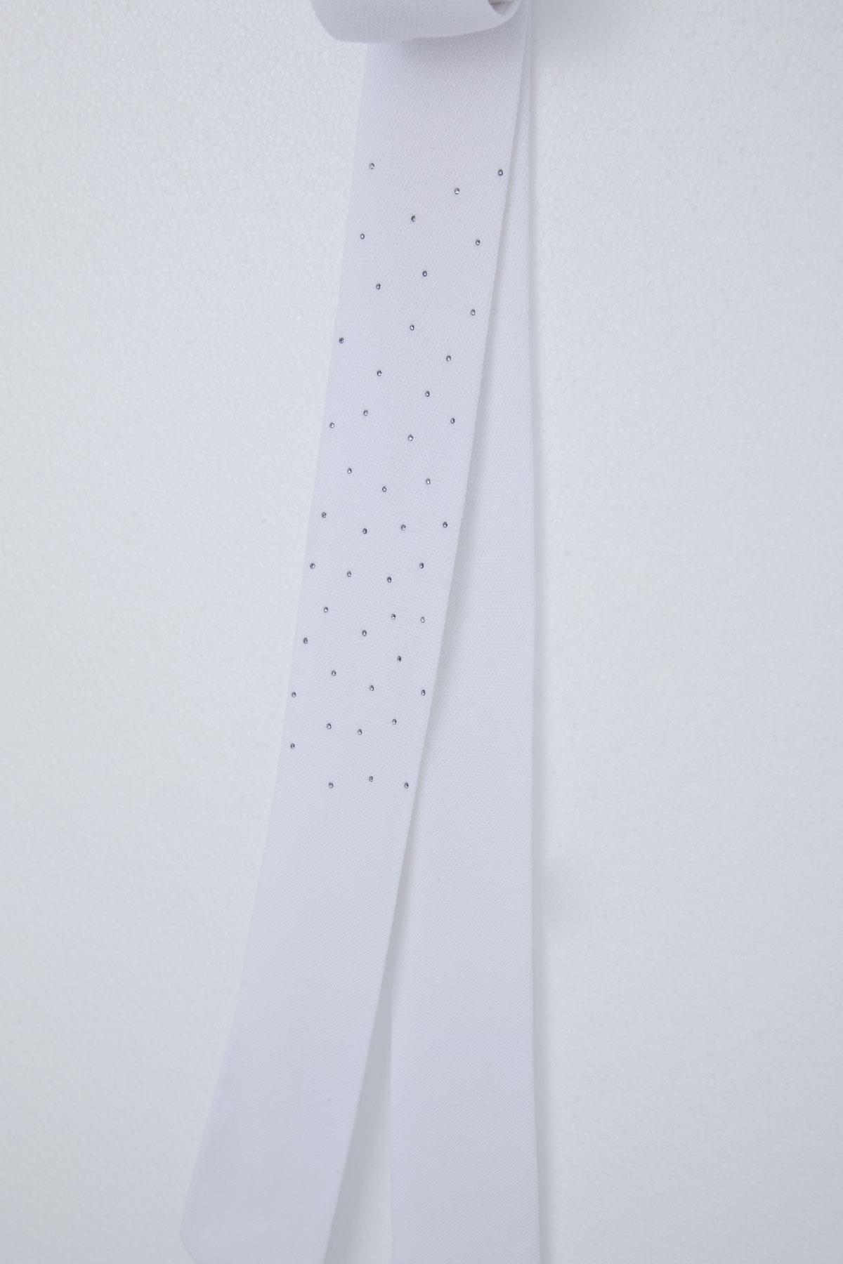 Katamino Kız Çocuk Külotlu Çorap Taş Aksesuarlı Dokulu Beyaz (9-14 Yaş)