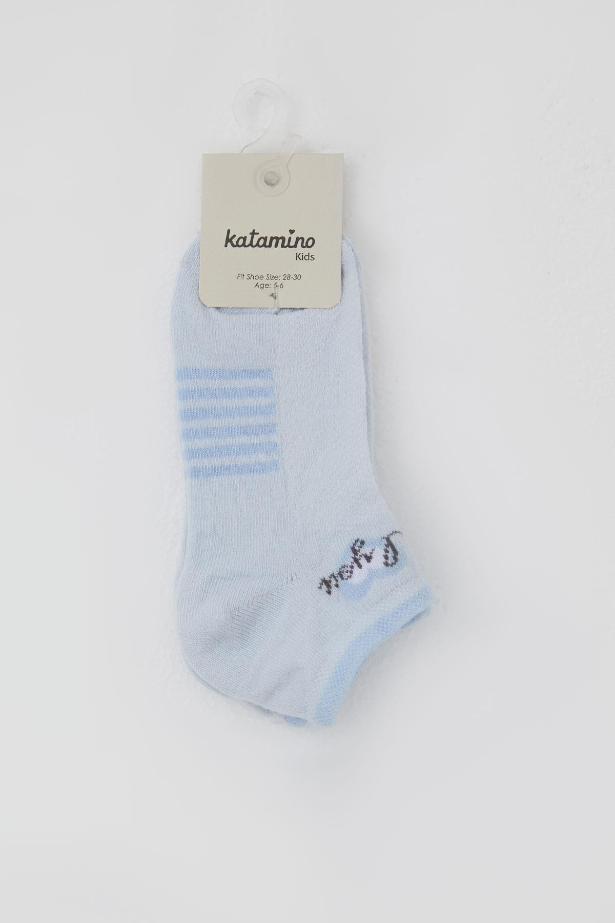Katamino Kız Çocuk Patik Çorap Love Yazı Baskılı Açık Mavi (3-8 Yaş)