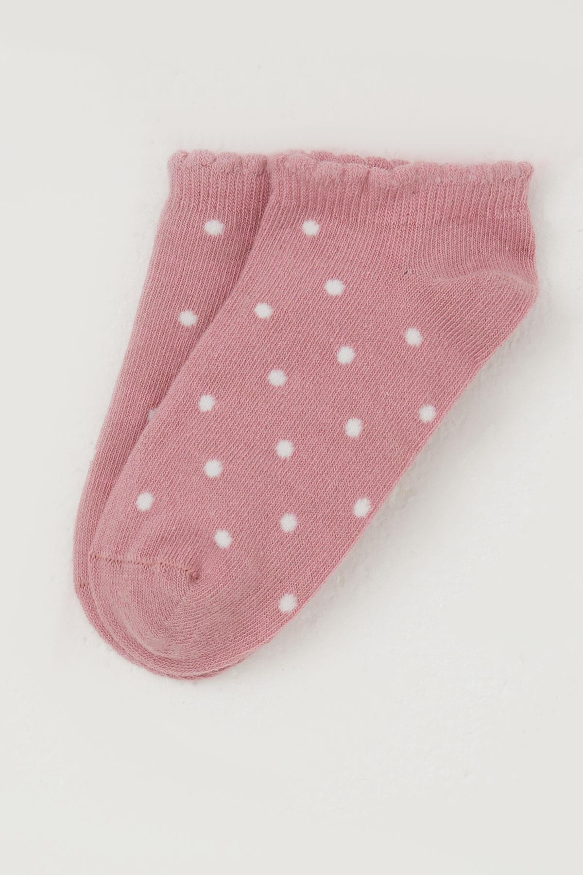 Katamino Kız Çocuk Patik Çorap Puantiye Desenli Gülkurusu (1-12 Yaş)