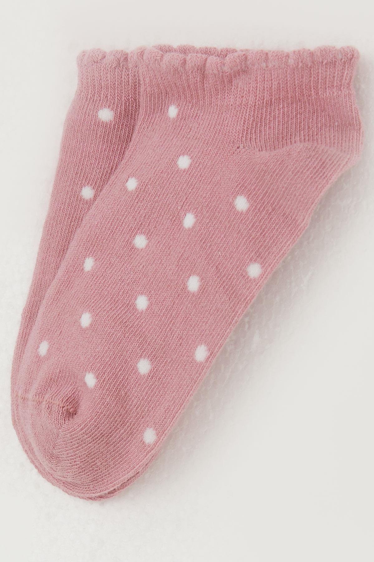 Katamino Kız Çocuk Patik Çorap Puantiye Desenli Gülkurusu (1-12 Yaş)