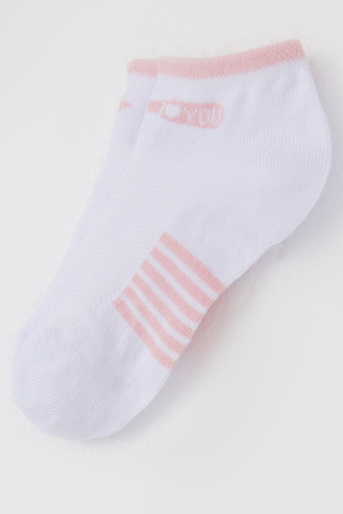 Katamino Kız Çocuk Patik Çorap Sevgi Temalı Yazı Baskılı Beyaz (3-8 Yaş)