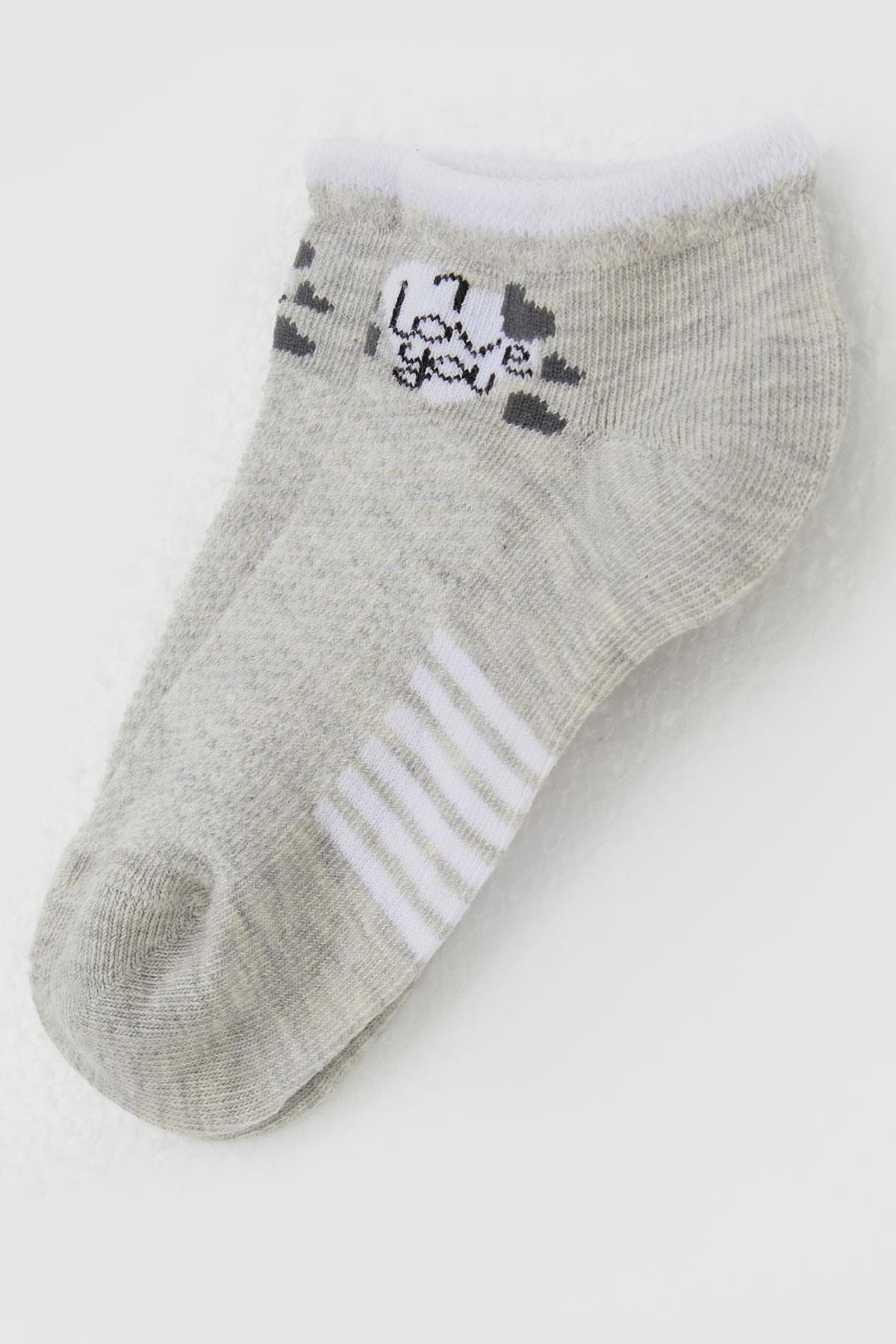 Katamino Kız Çocuk Patik Çorap Sevgi Temalı Yazı Baskılı Bej Melanj (3-8 Yaş)