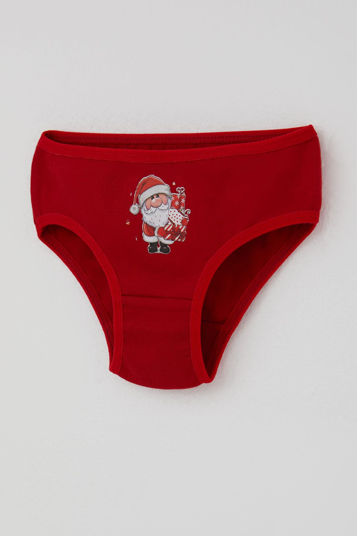 Katamino Kız Çocuk Slip 3 lü Yılbaşı Temalı Noel Baba Baskılı Karışık Renk (1-2 Yaş)