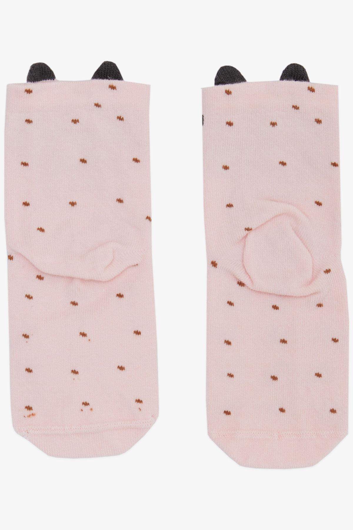 Katamino Kız Çocuk Soket Çorap 3D li Sevimli Pandacık Baskılı Pembe (5-6 Yaş)