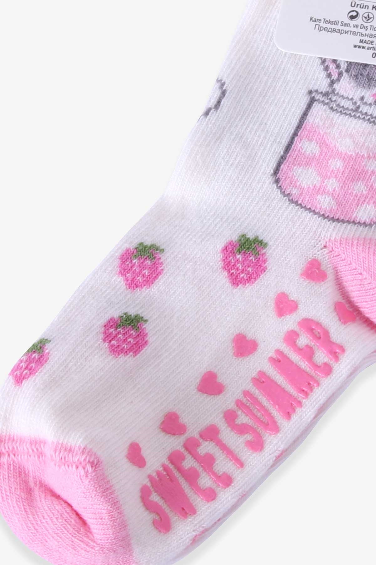 Katamino Kız Çocuk Soket Çorap Abs li Kedili Pembe (1-2-5-6 Yaş)