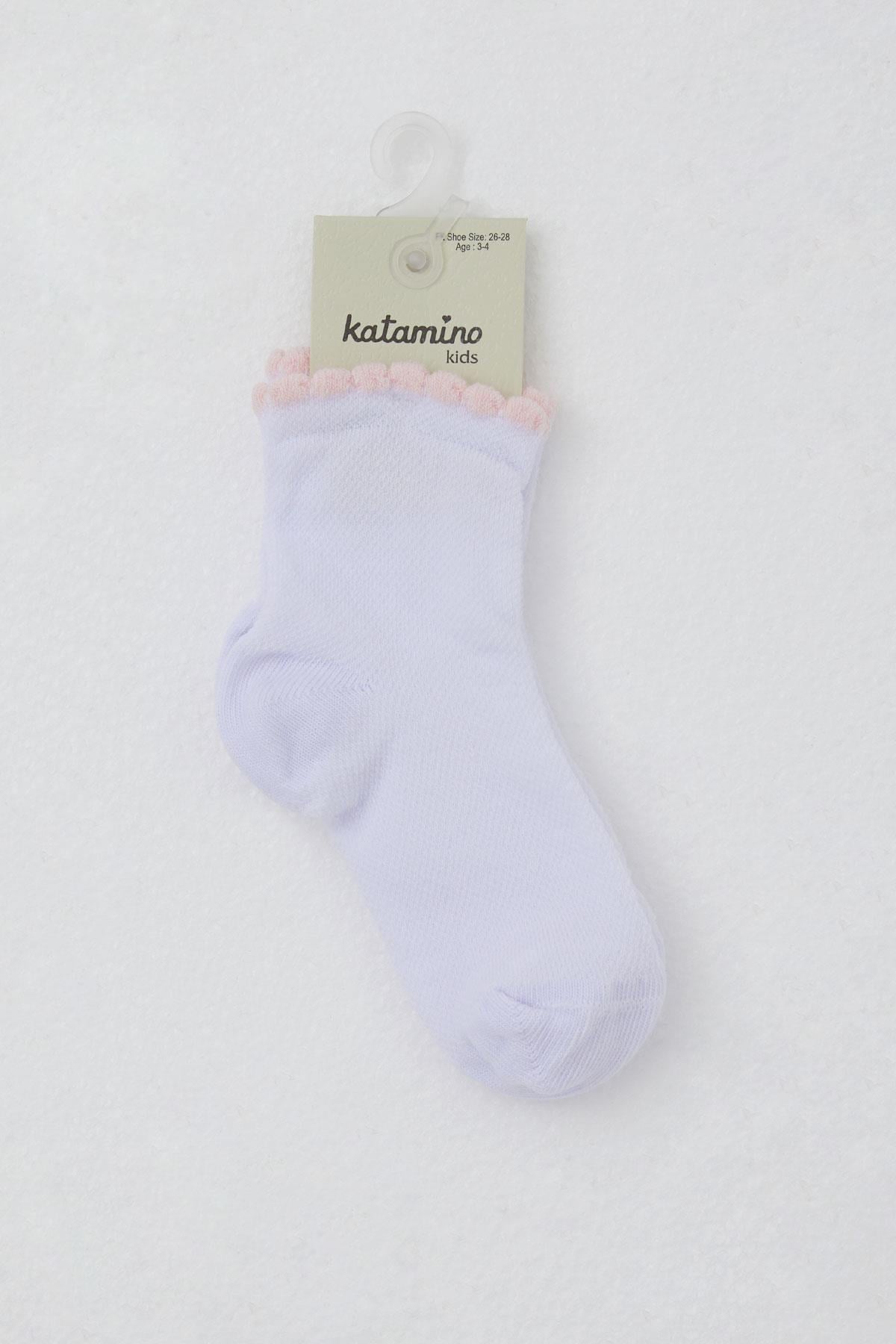 Katamino Kız Çocuk Soket Çorap Basic Beyaz (1-6 Yaş)