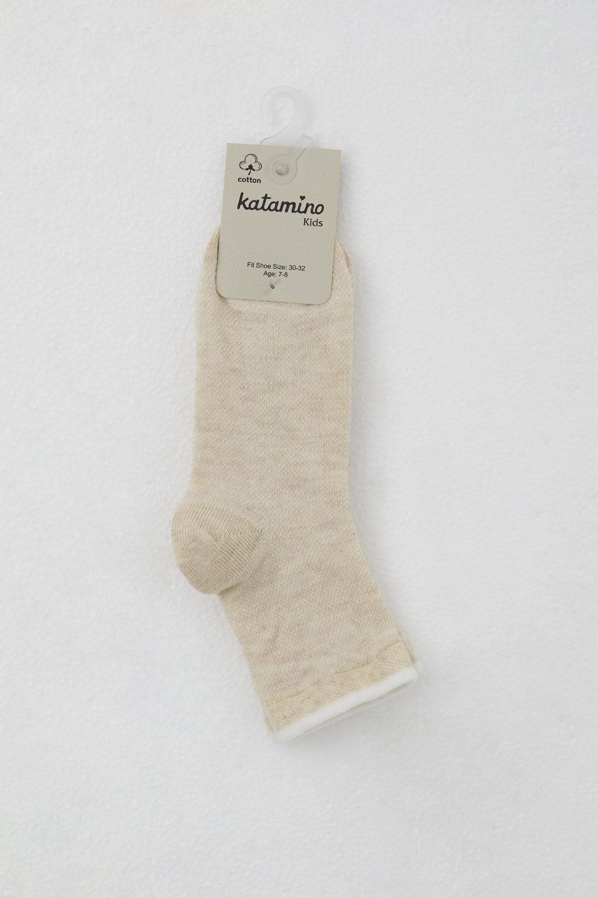 Katamino Kız Çocuk Soket Çorap Basic Krem (7-16 Yaş)
